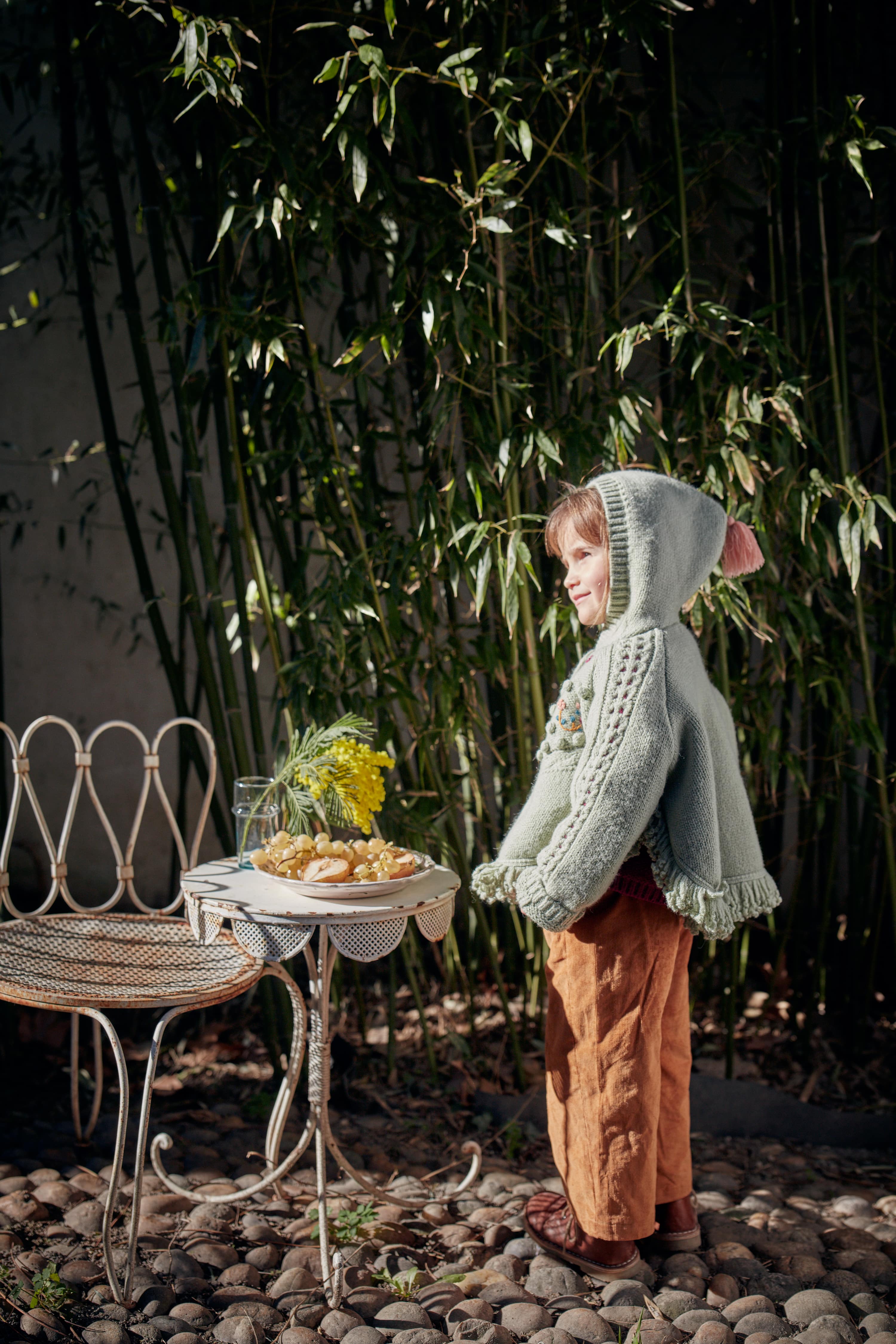 Girls Light Green Wool Knit Cape