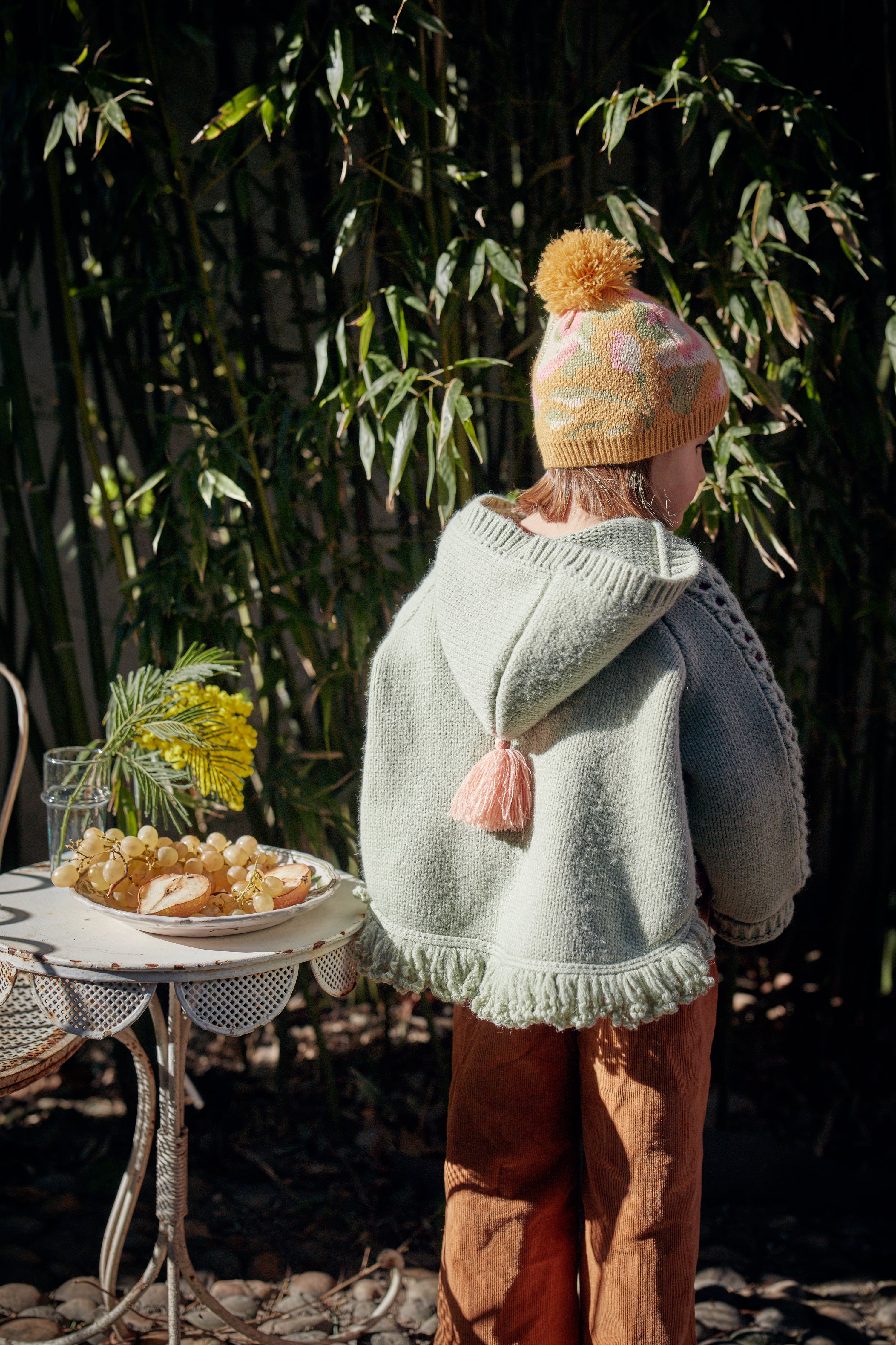 Girls Light Green Wool Knit Cape