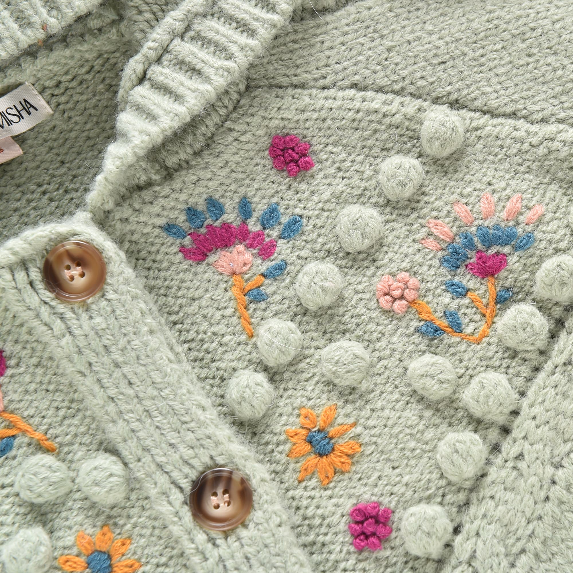 Girls Light Green Wool Knit Cape