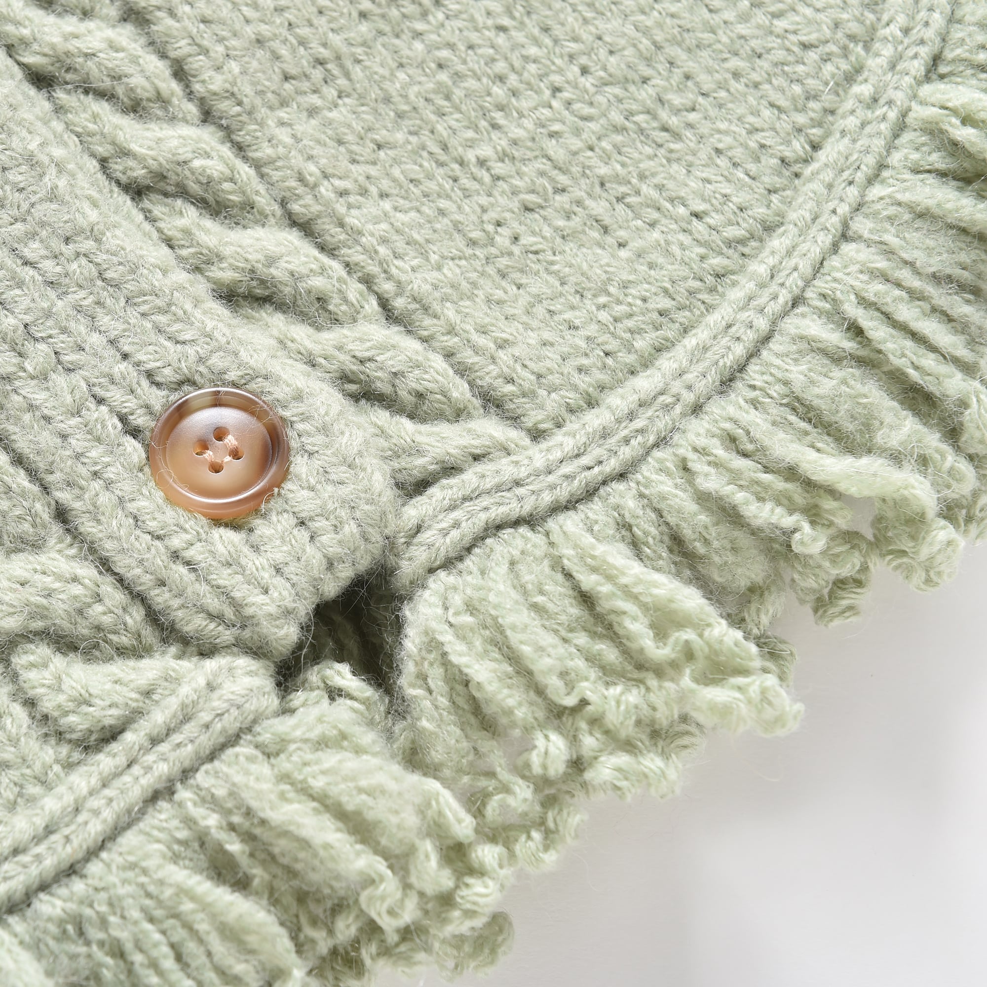 Girls Light Green Wool Knit Cape