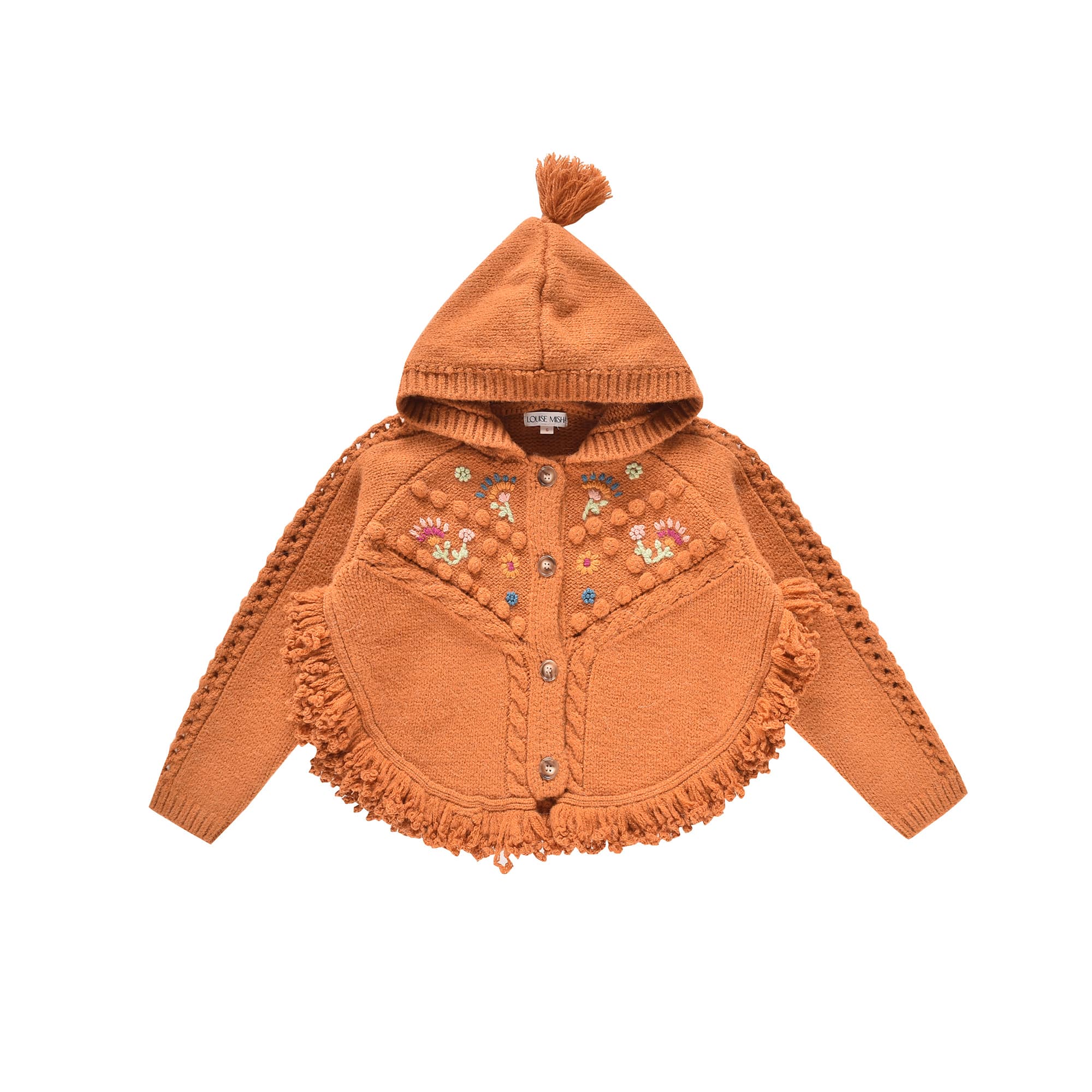 Girls Caramel Wool Knit Cape
