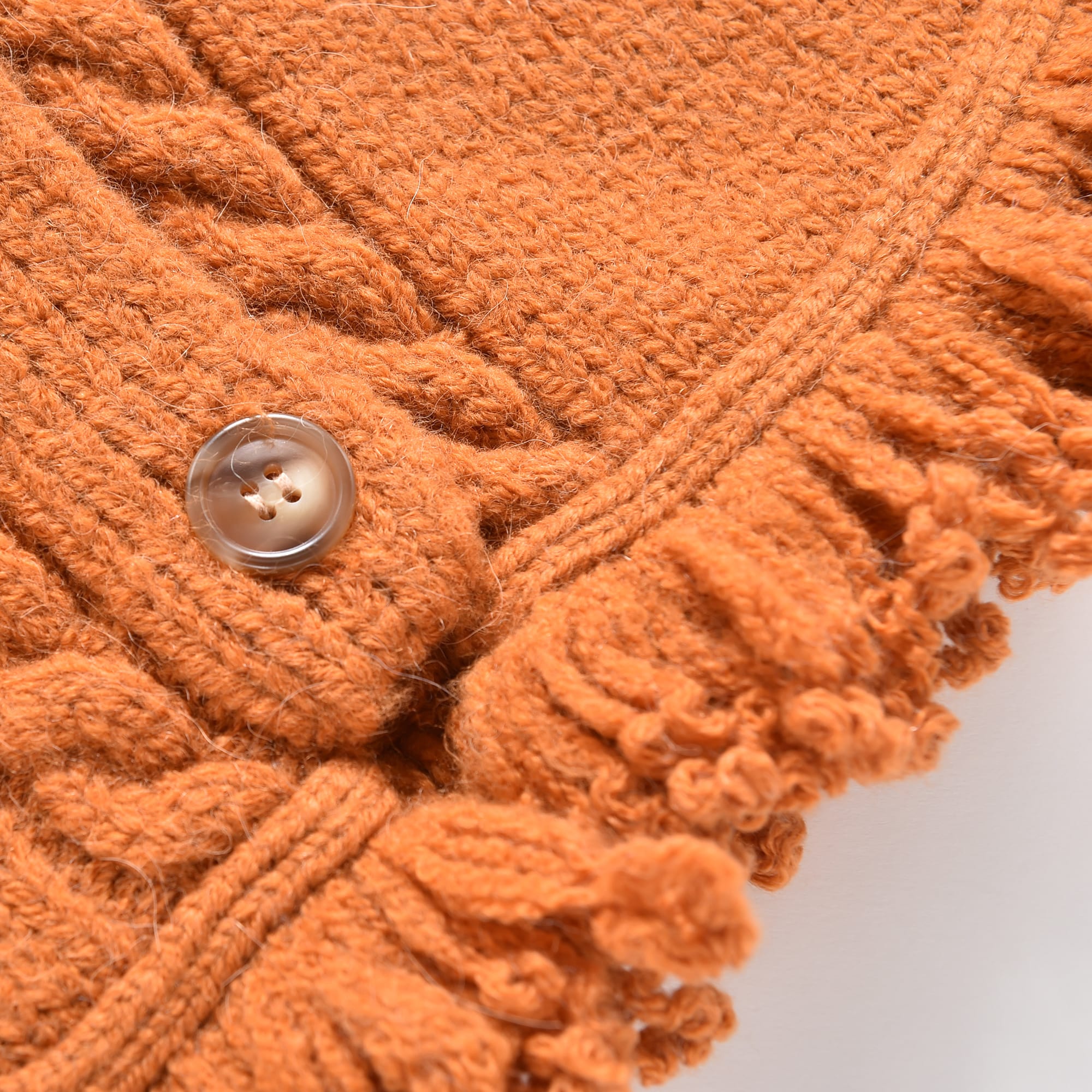Girls Caramel Wool Knit Cape
