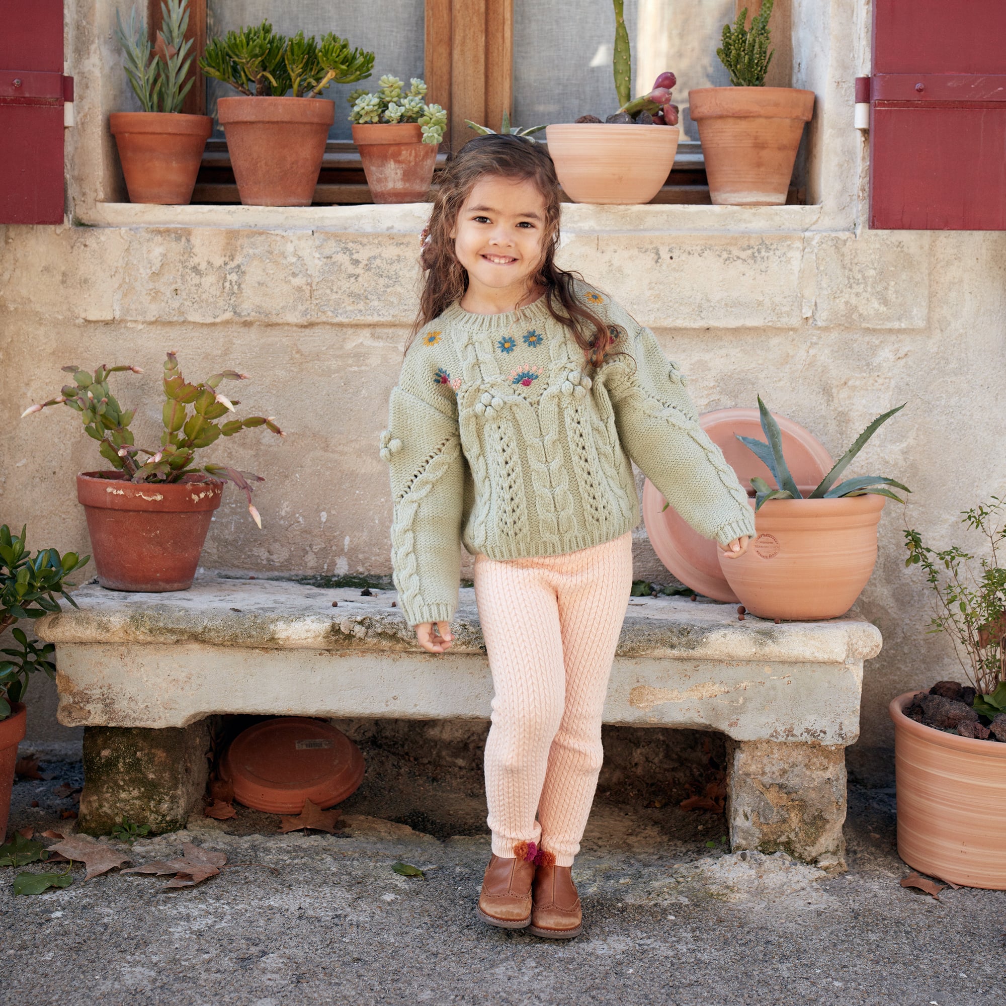 Girls Light Green Knit Sweater