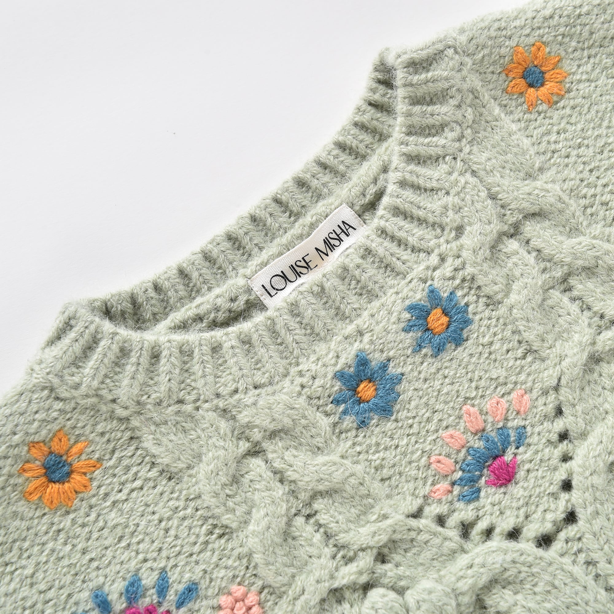 Girls Light Green Knit Sweater