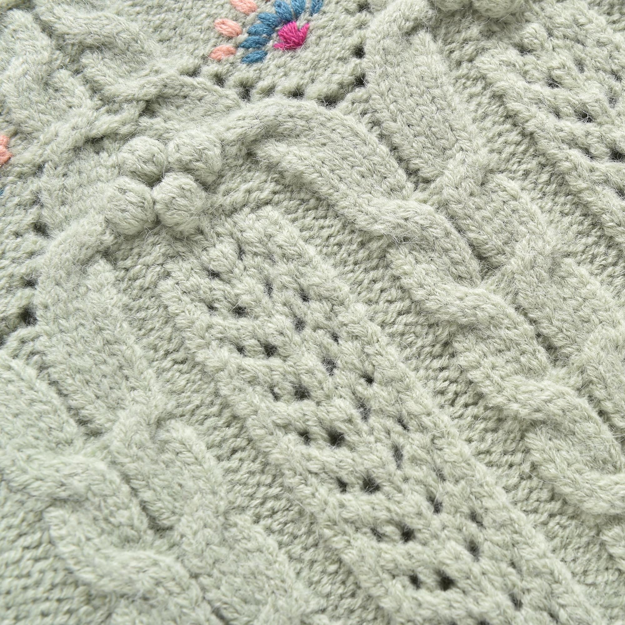 Girls Light Green Knit Sweater