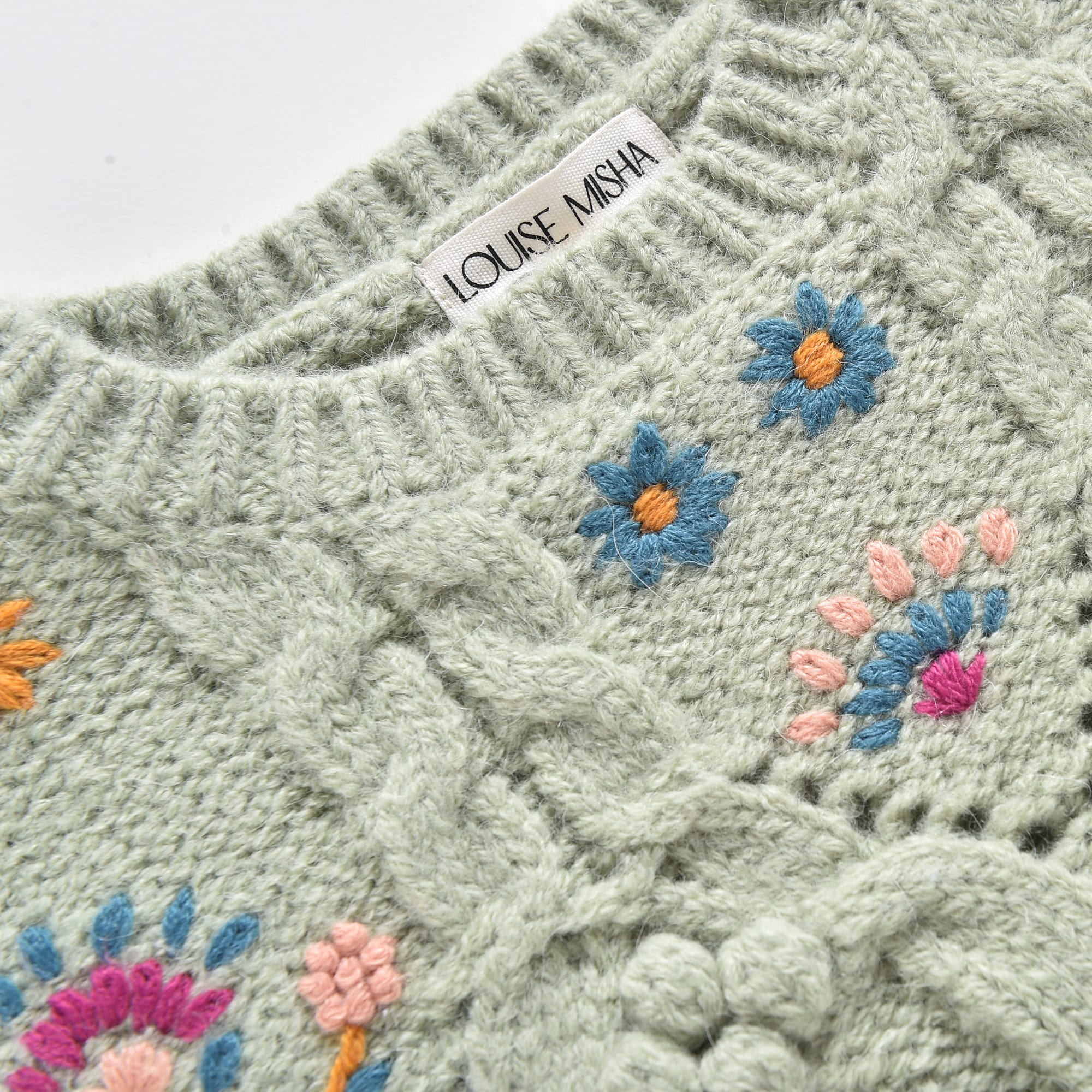 Girls Light Green Knit Sweater