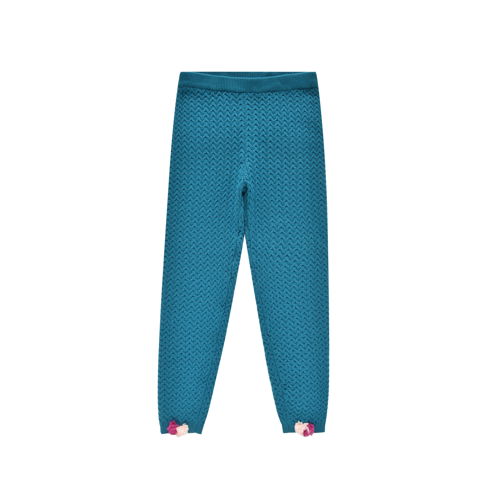 Girls Blue Knit Leggings