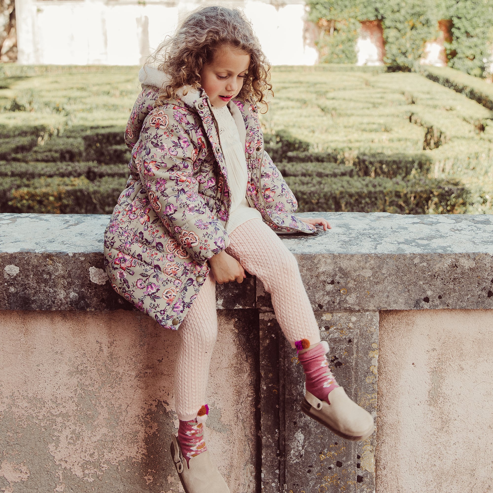 Girls Pink Knit Leggings