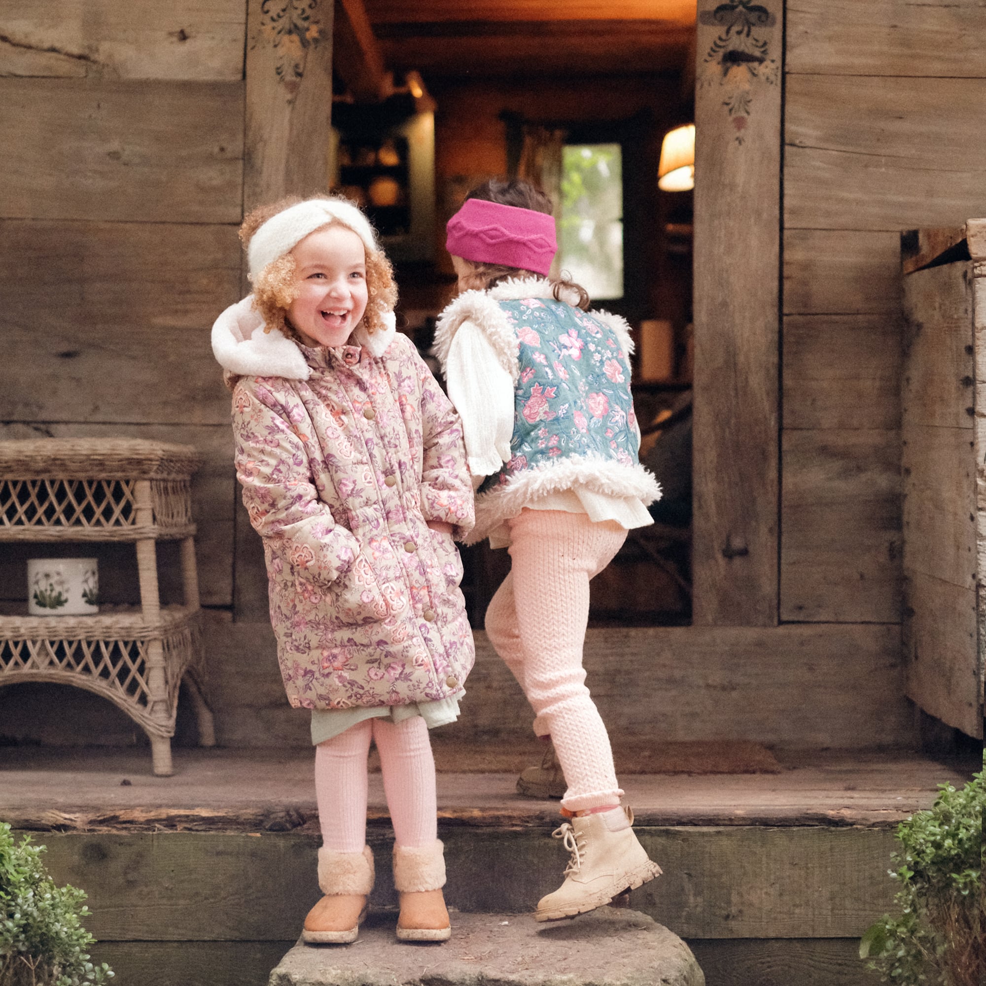 Girls Pink Knit Leggings