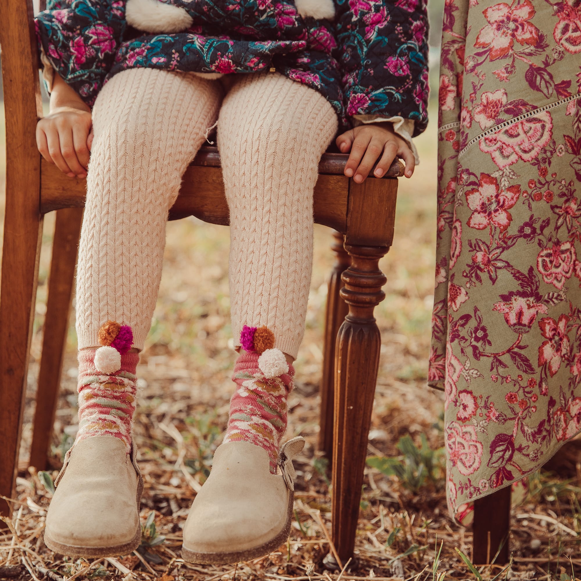 Girls Pink Knit Leggings