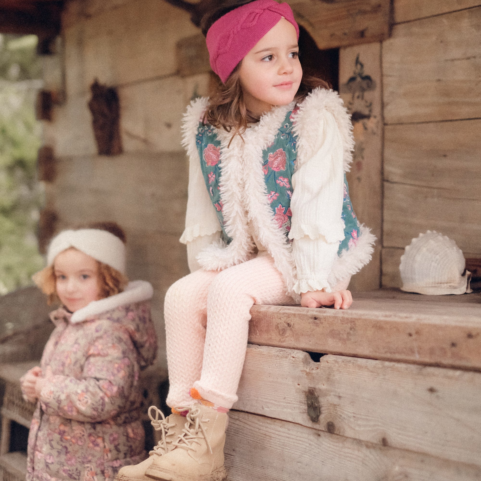 Girls Pink Knit Leggings