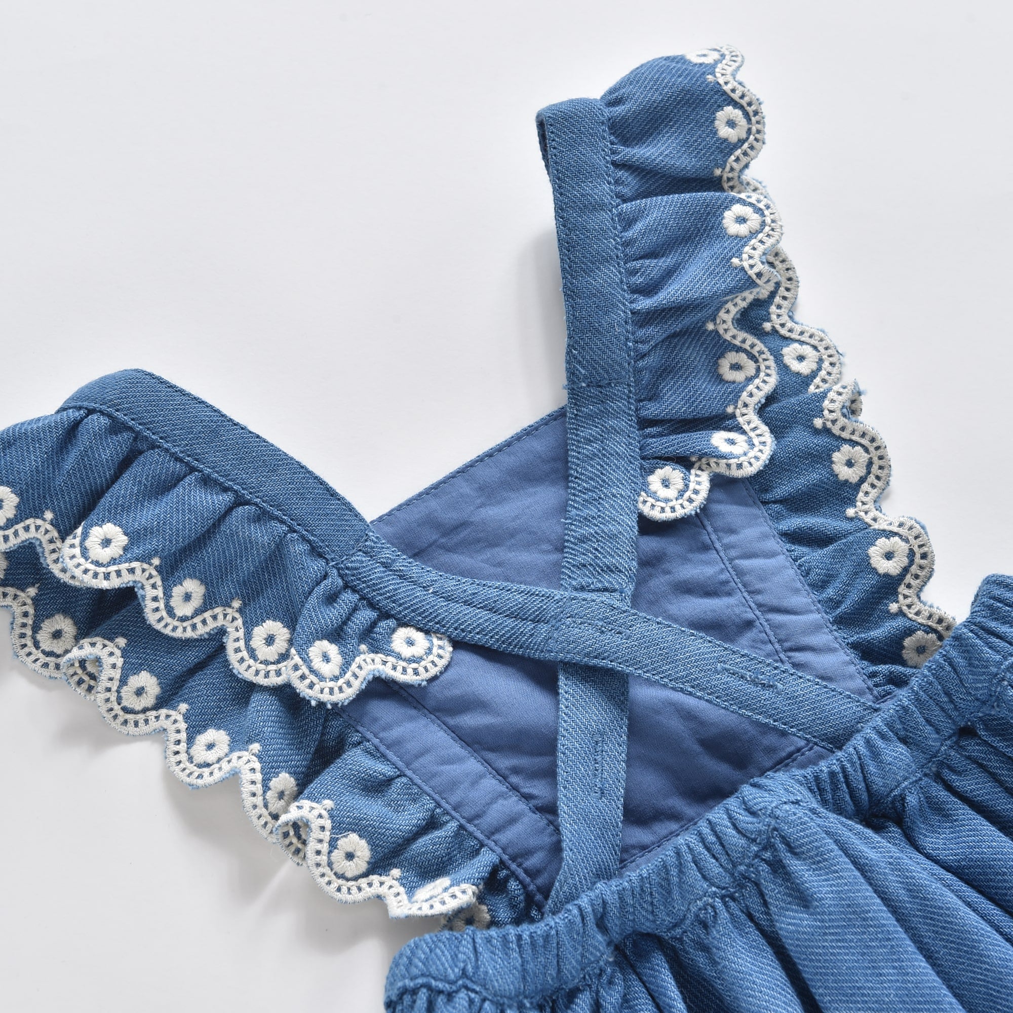 Girls Blue Embroidered Skirt