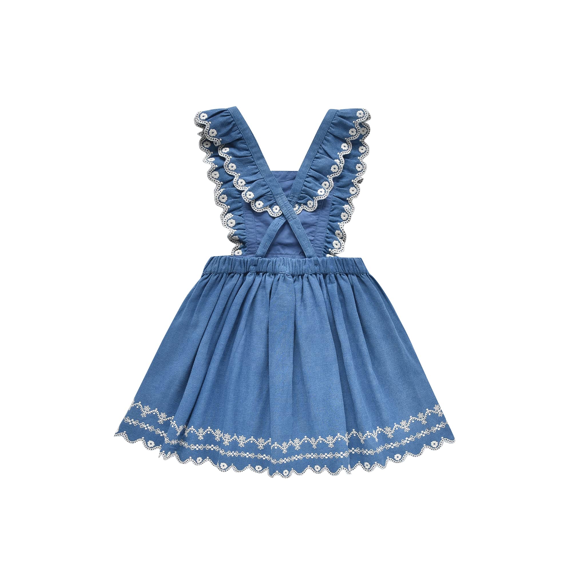 Girls Blue Embroidered Skirt