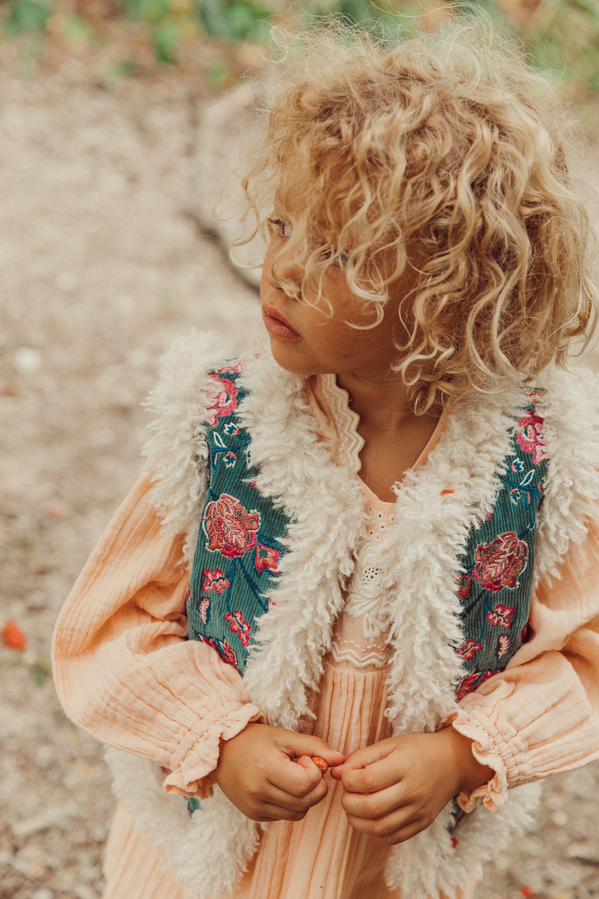 Girls Green Corduroy Reversible Gilet