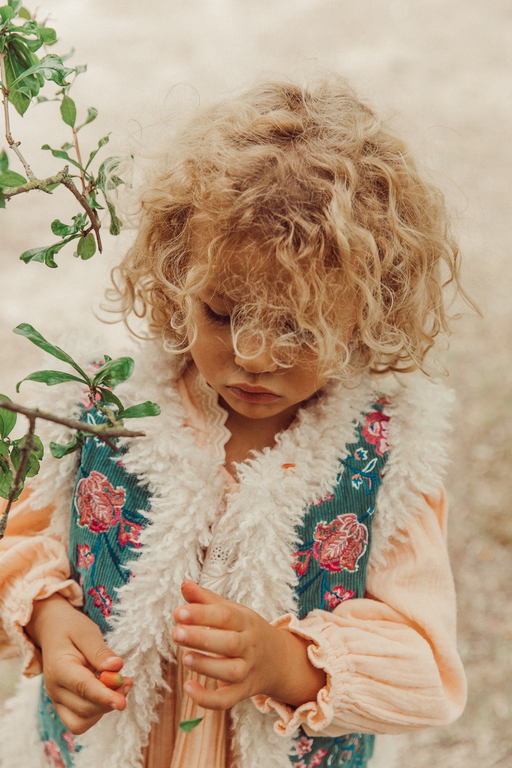 Girls Green Corduroy Reversible Gilet