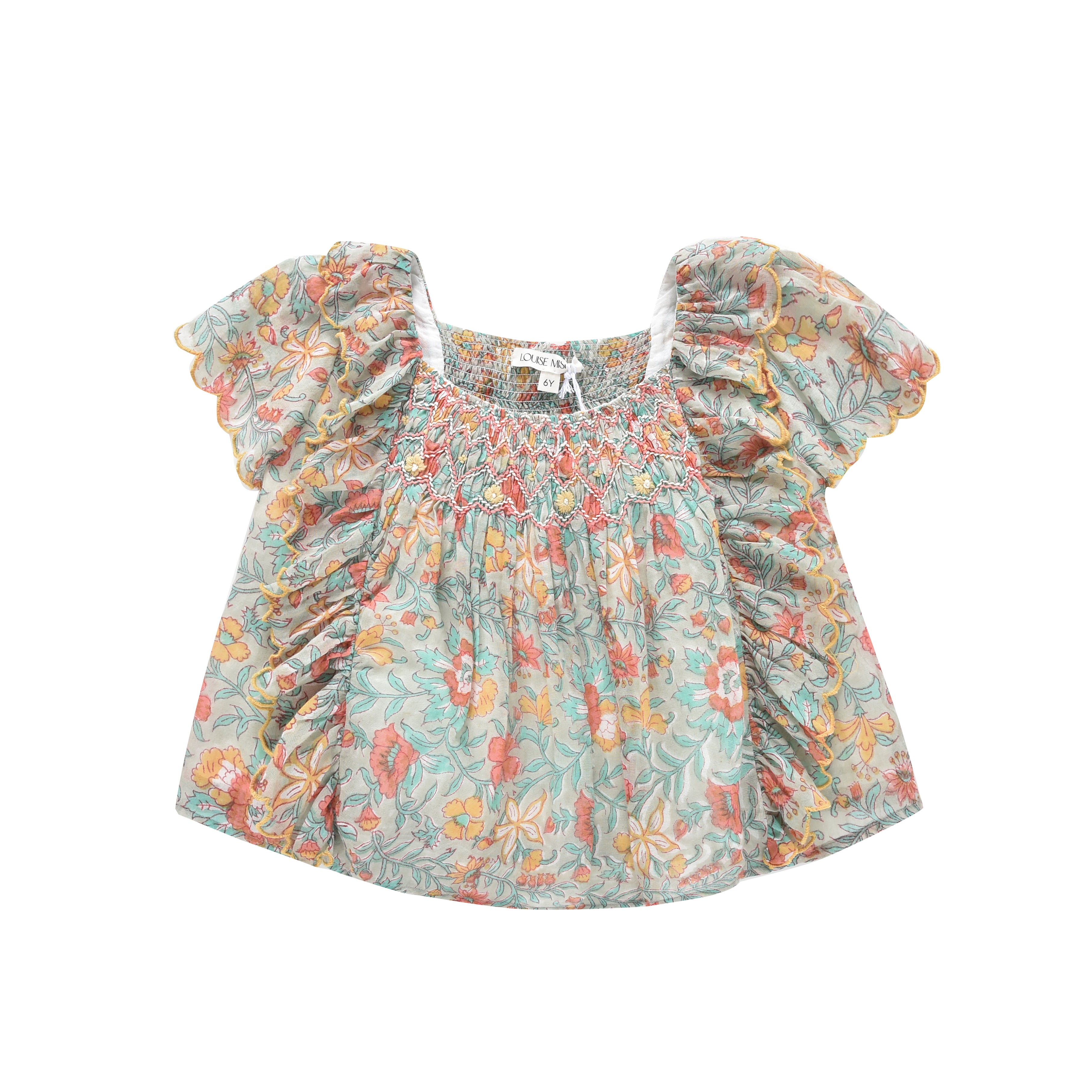 Girls Blue Floral Cotton Tops