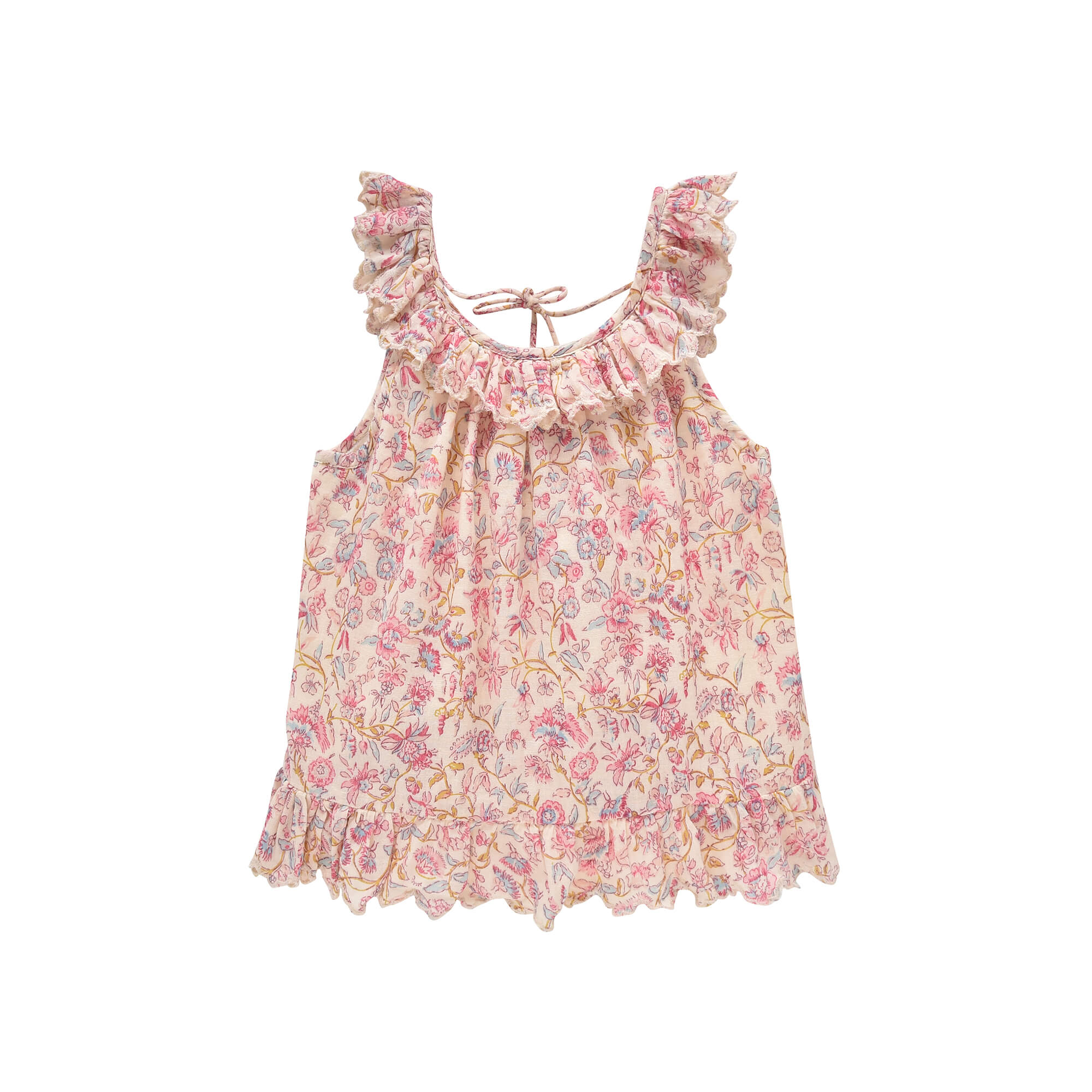 Girls Pink Floral Cotton Top