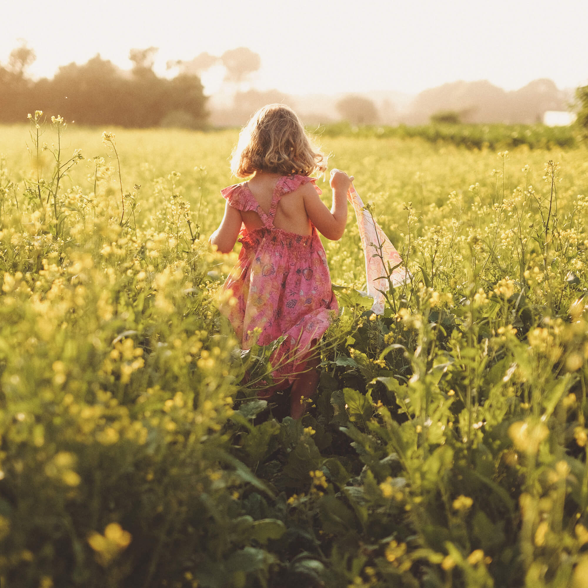 Girls Pink Flower Cotton Dress