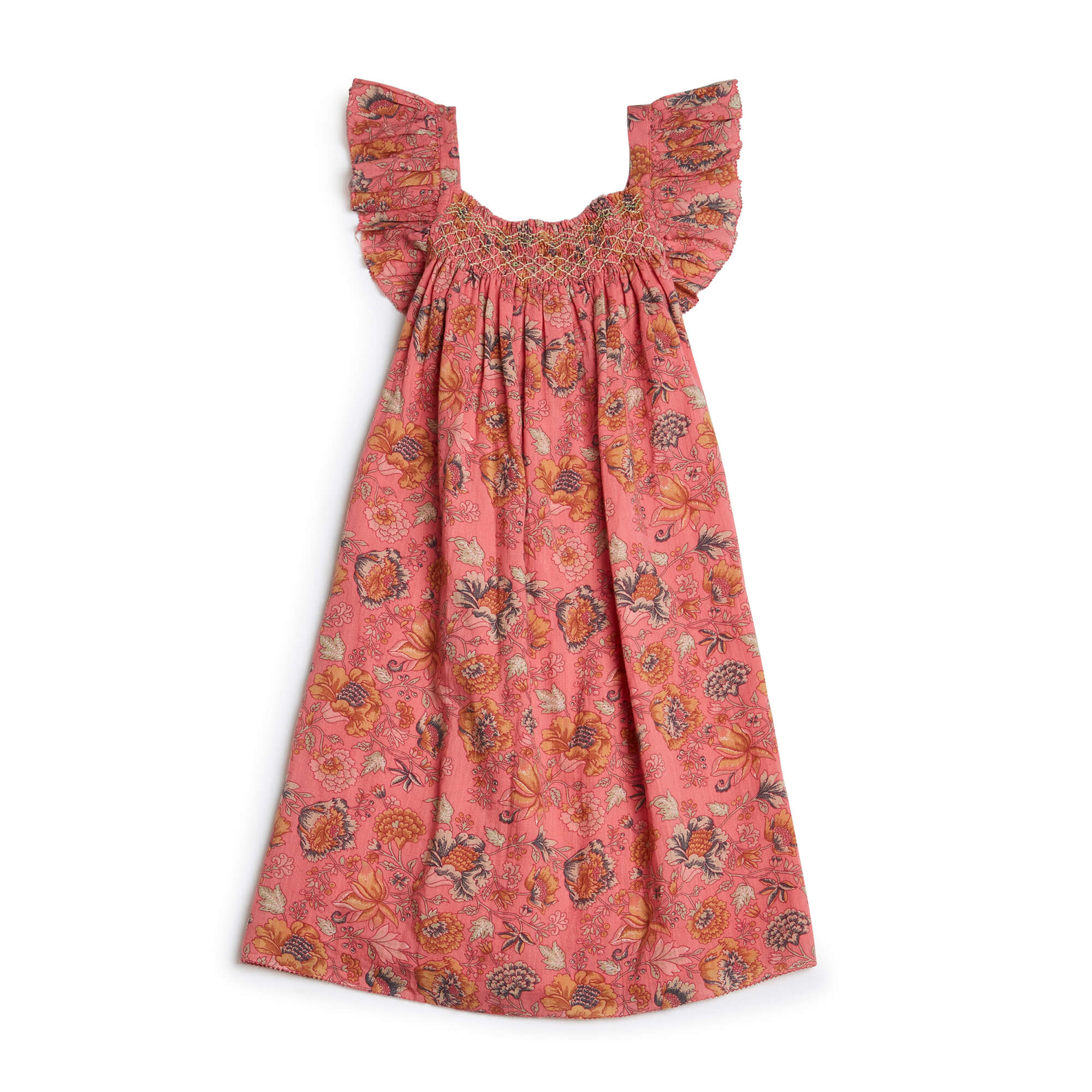 Girls Pink Flower Cotton Dress