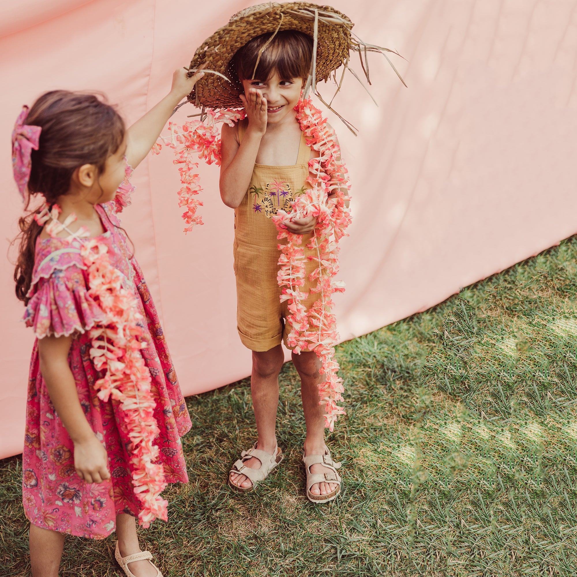 Girls Pink Flower Cotton Dress