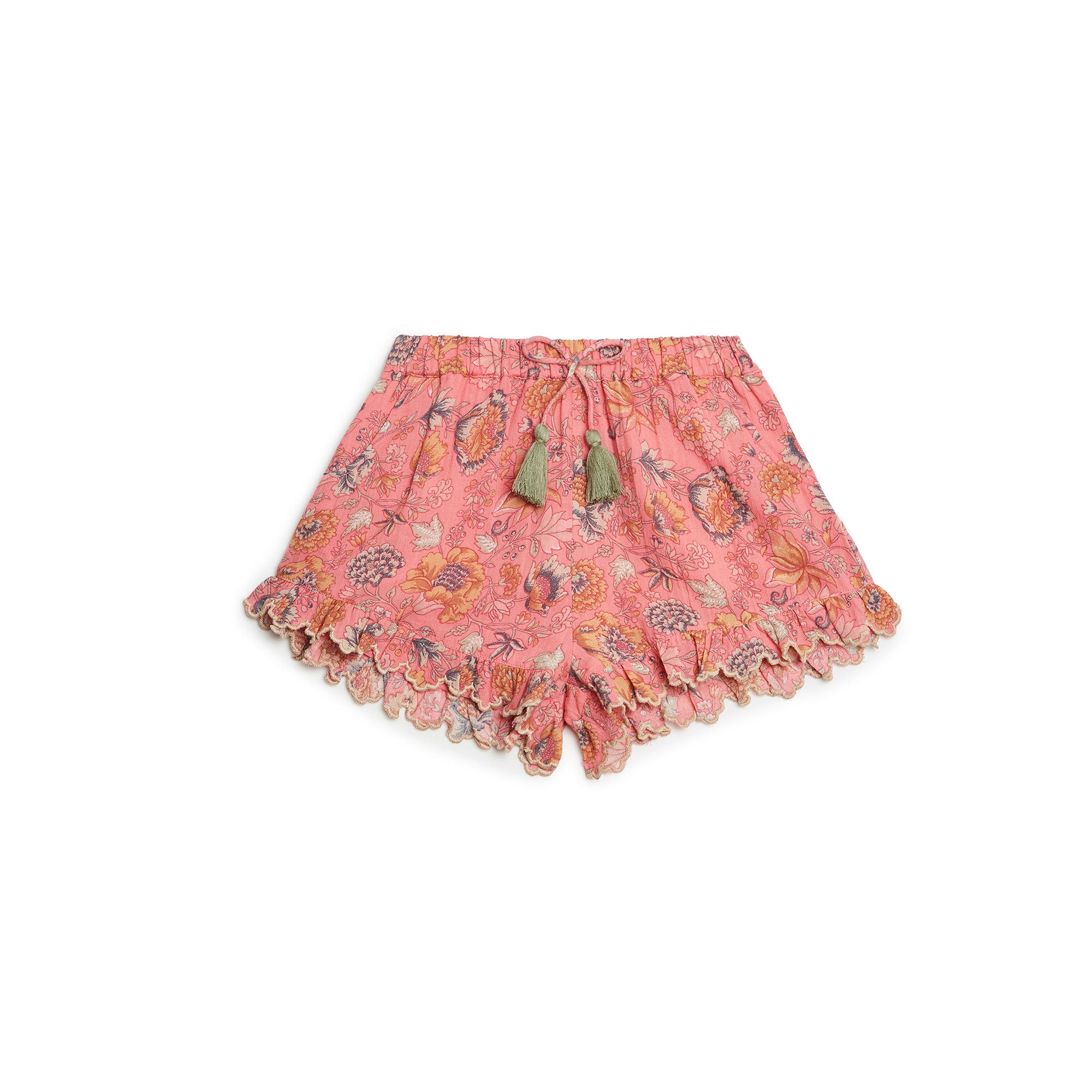 Girls Pink Flower Cotton Shorts