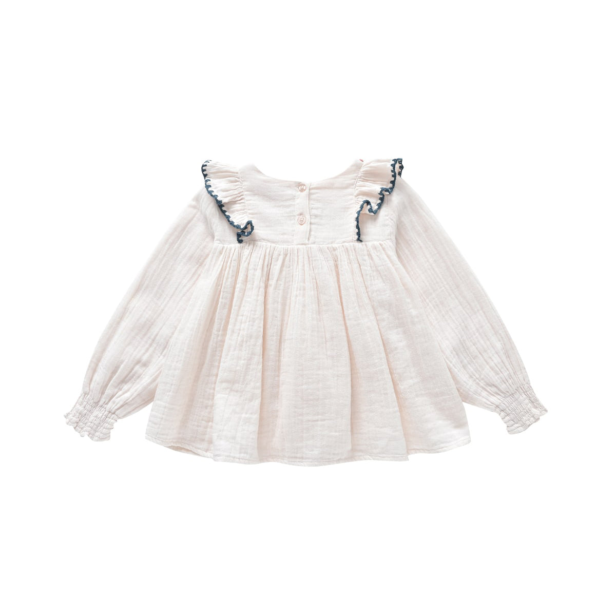 Girls White Embroidered Cotton Shirt