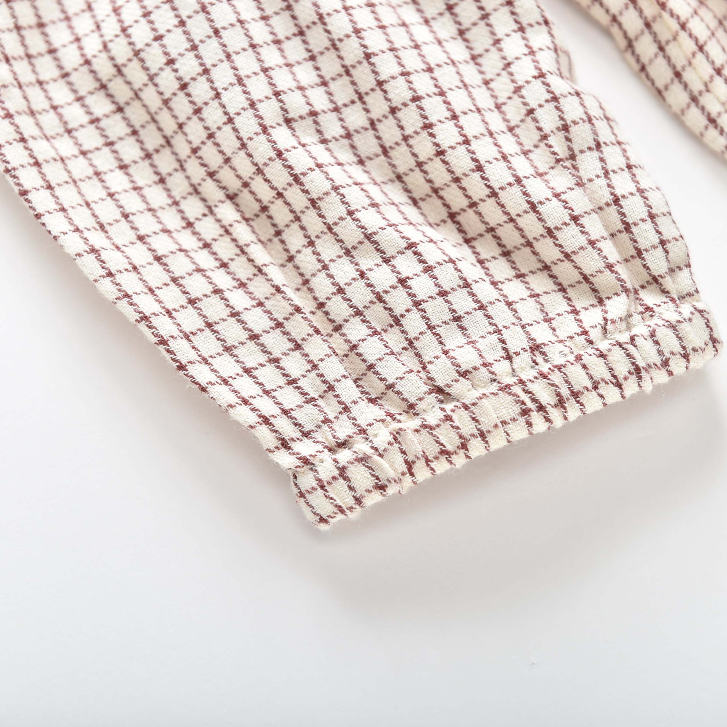 Girls Cream Check Cotton Dress