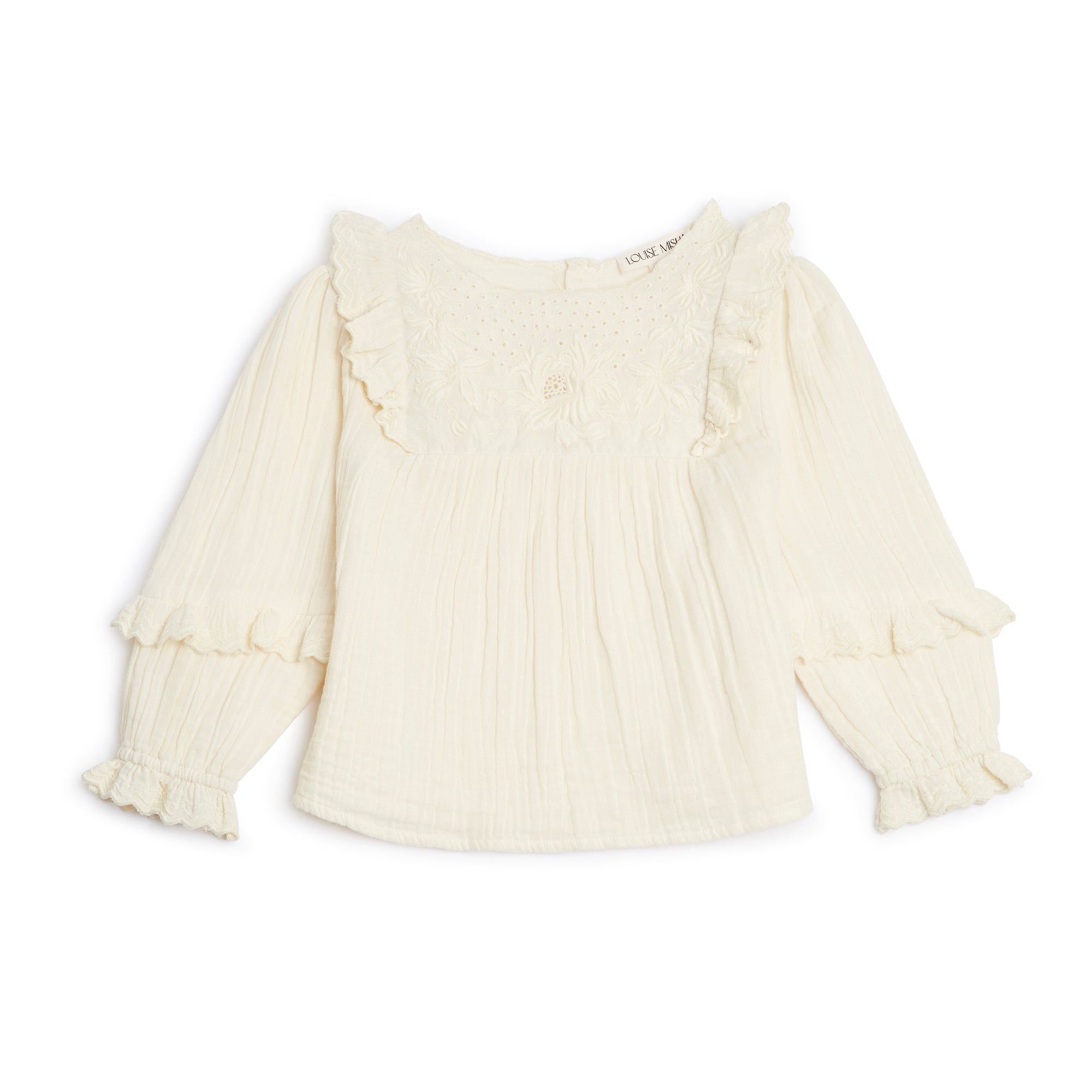 Girls White Ruffled Cotton Shirt
