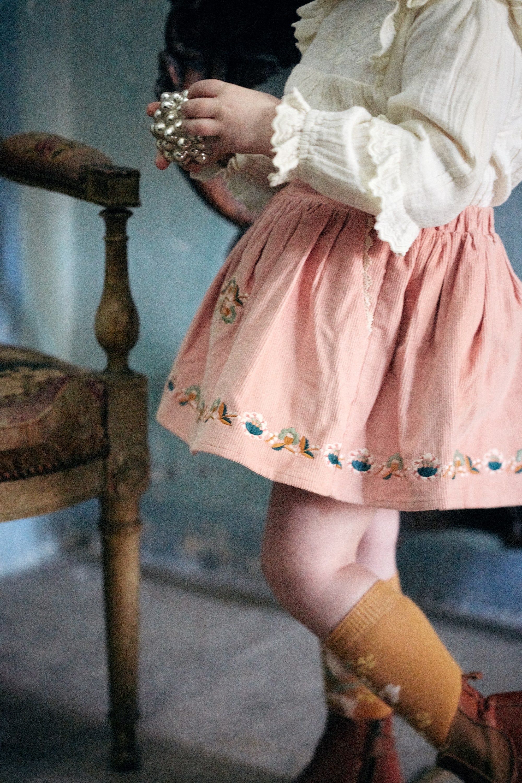 Girls White Ruffled Cotton Shirt
