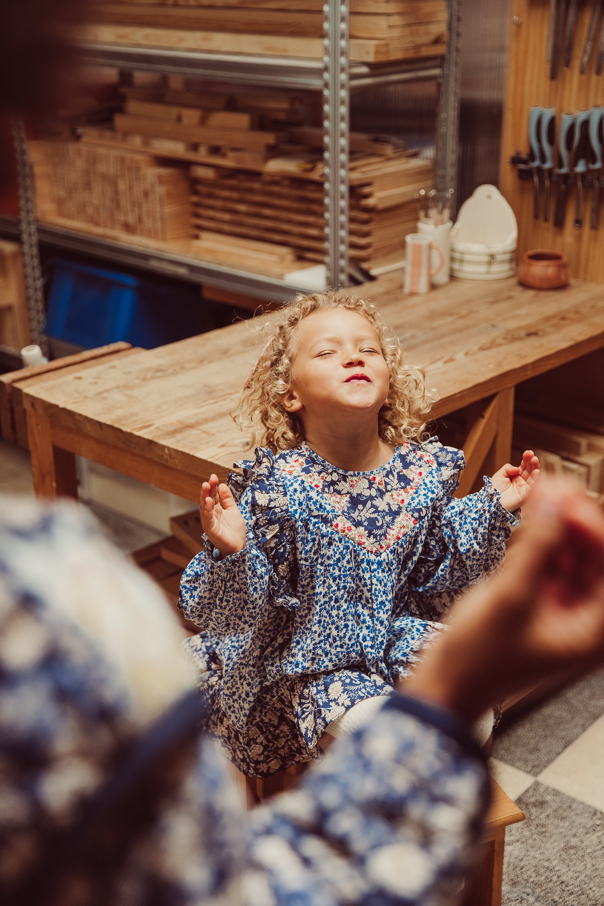 Girls Blue Floral Cotton Dress