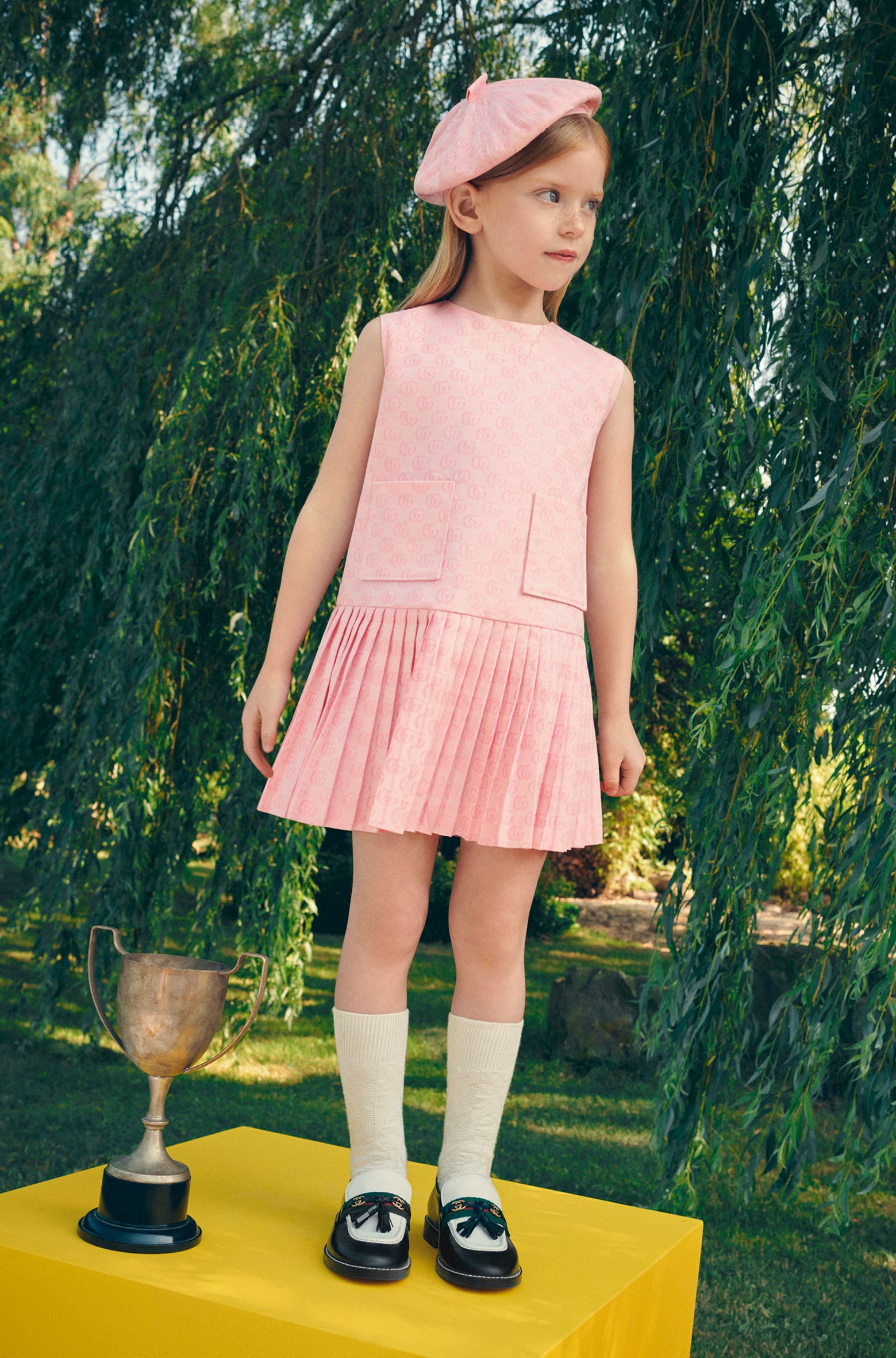 Girls Pink Logo Cotton Dress