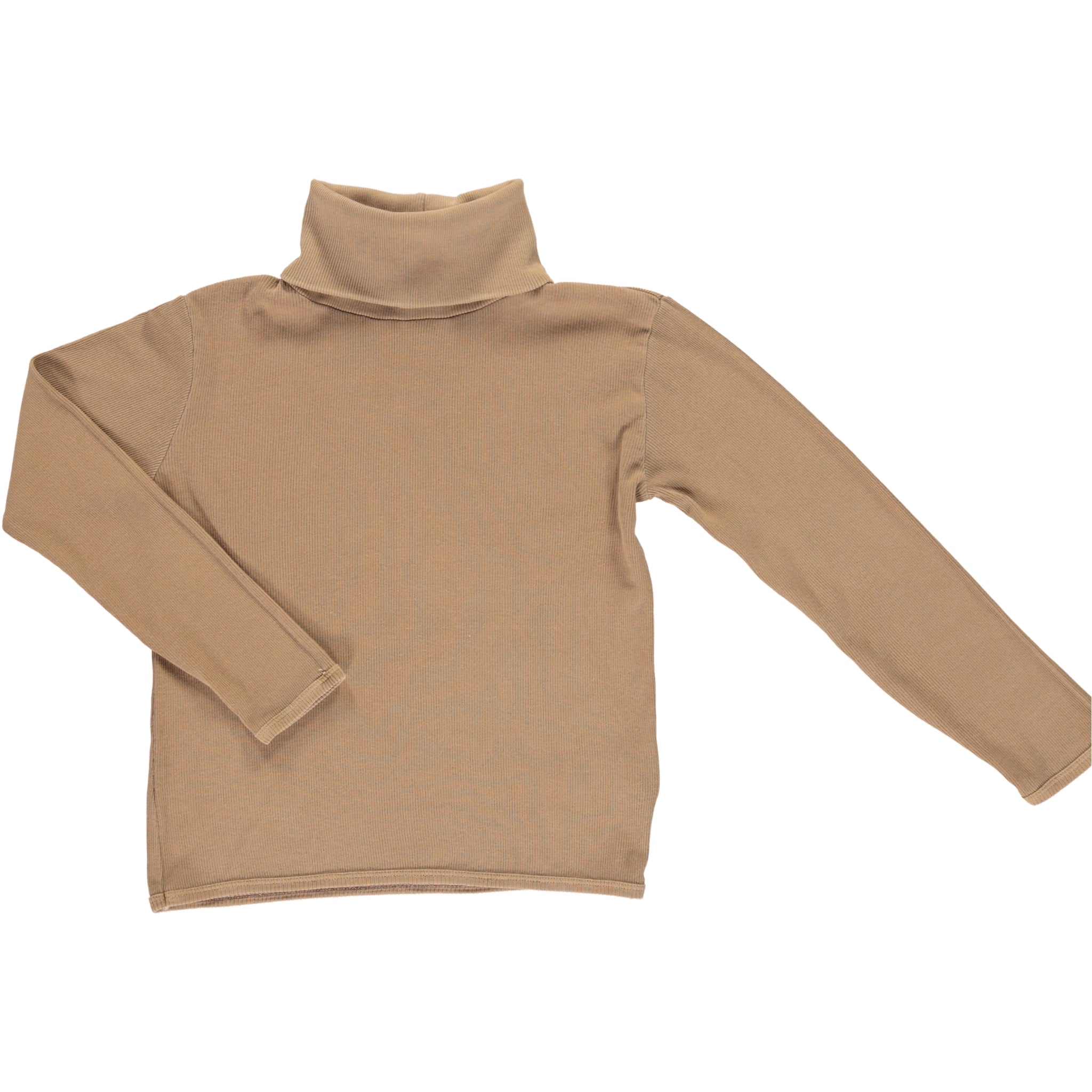 Girls Camel Cotton Turtleneck T-Shirt