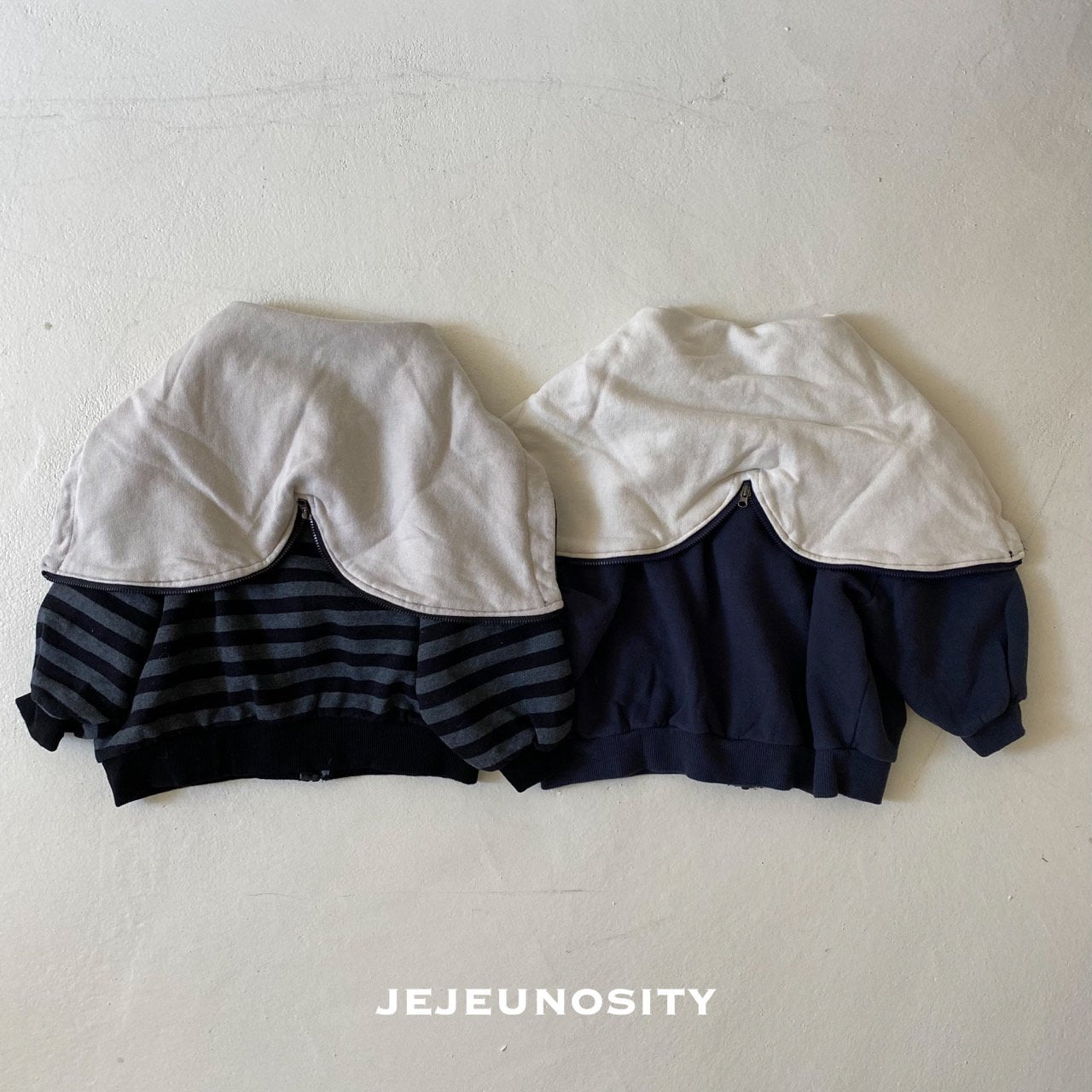 Boys & Girls Navy Stripes Zip-Up Top