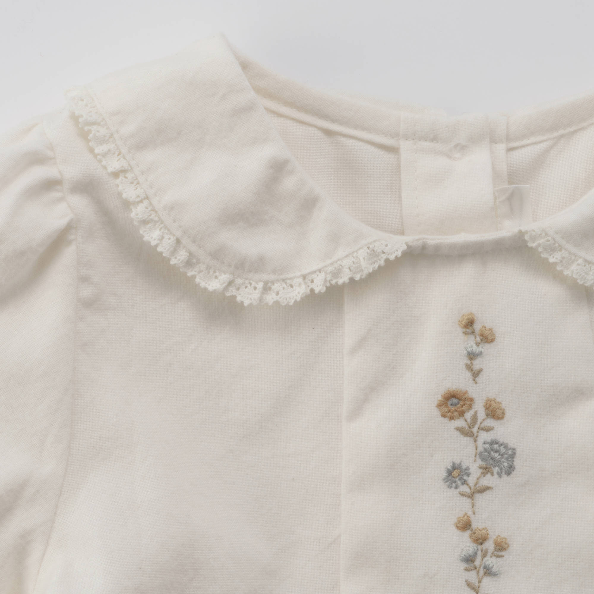 Girls White Embroidered Cotton Shirt