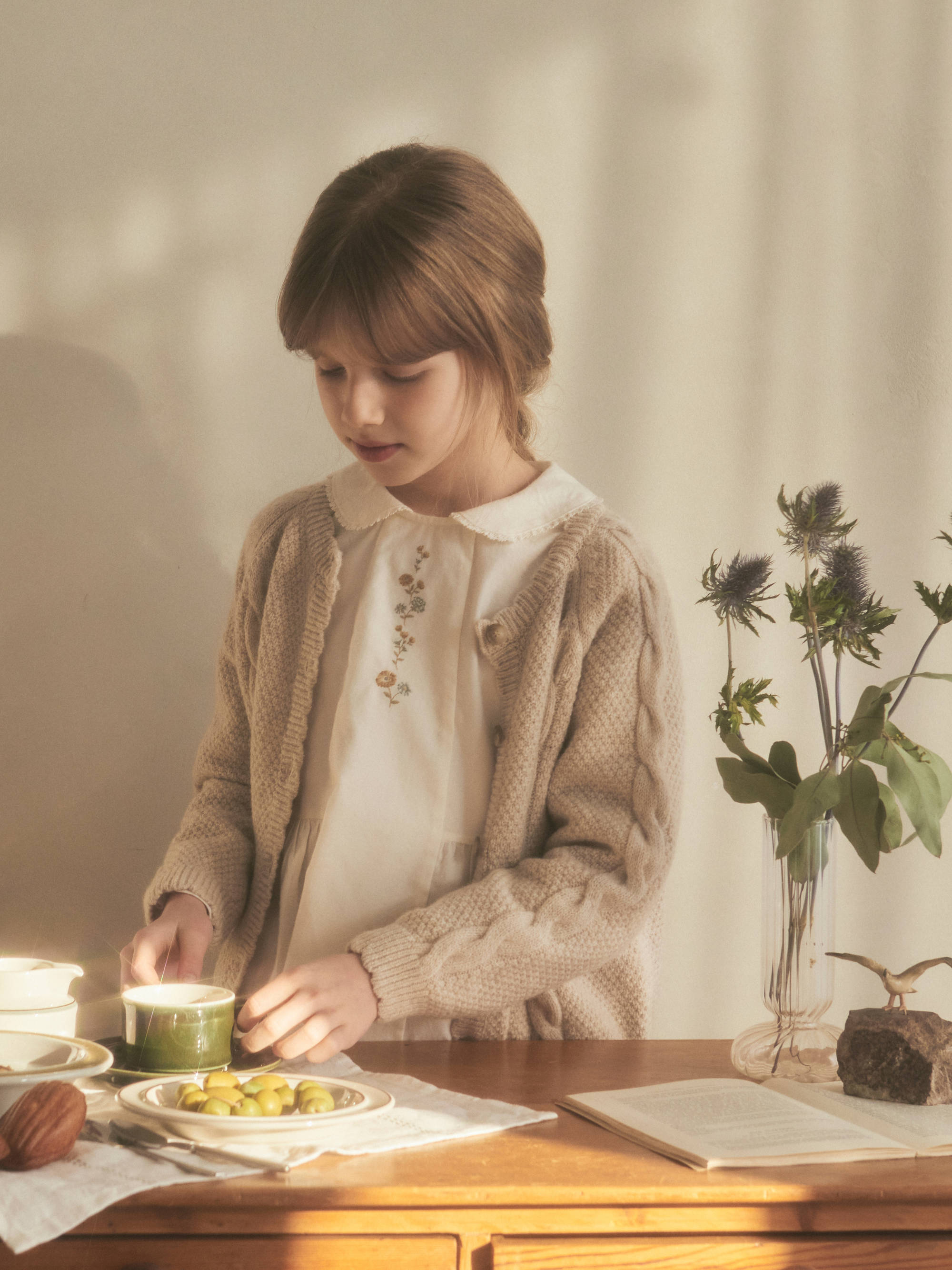 Girls White Embroidered Cotton Shirt