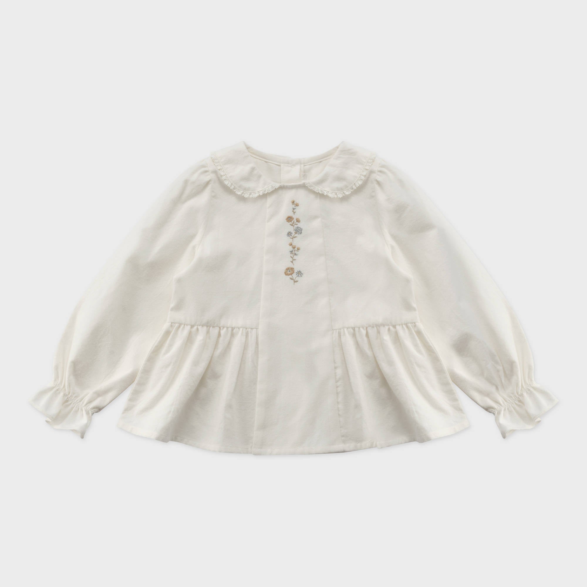 Girls White Embroidered Cotton Shirt