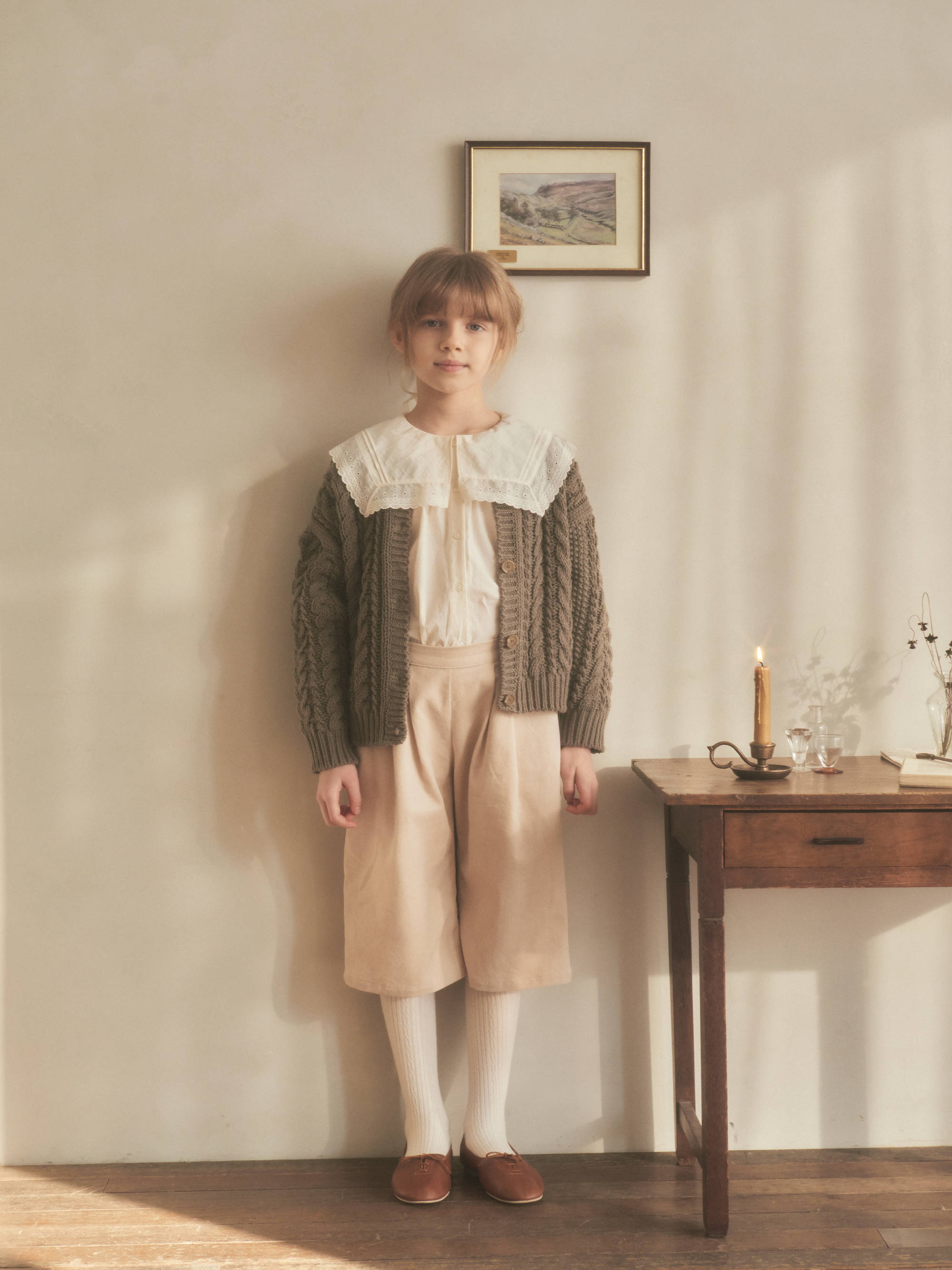 Girls White Lace Collar Cotton Shirt