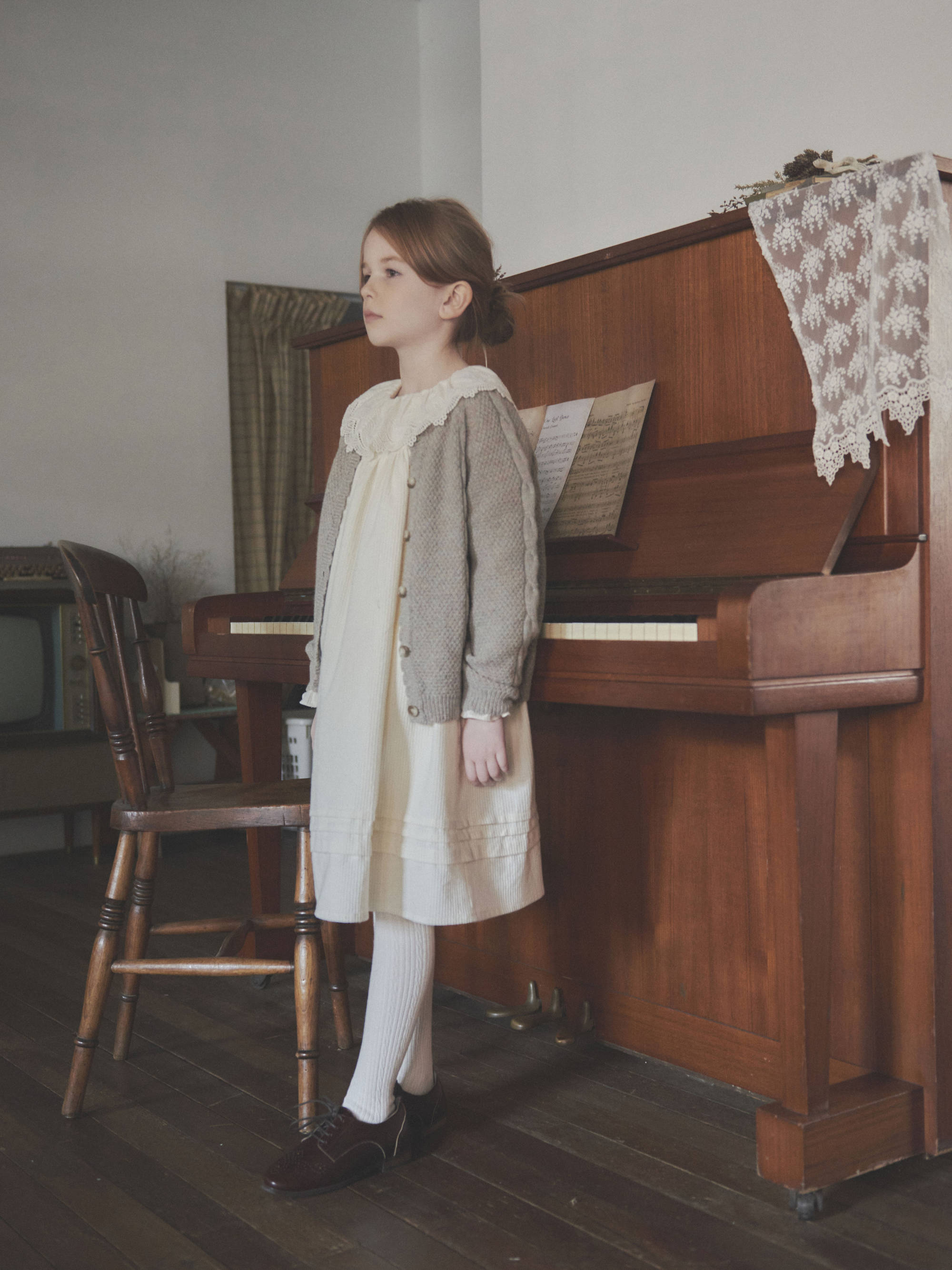 Girls Grey Wool Cardigan