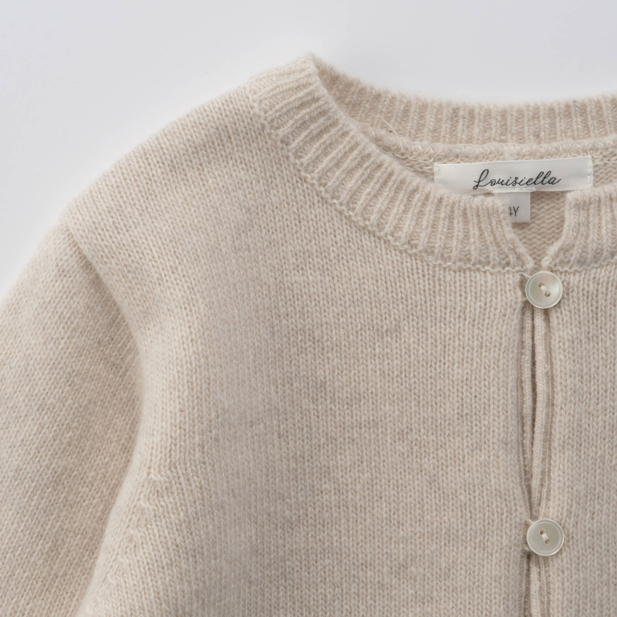 Girls Beige Wool Cardigan