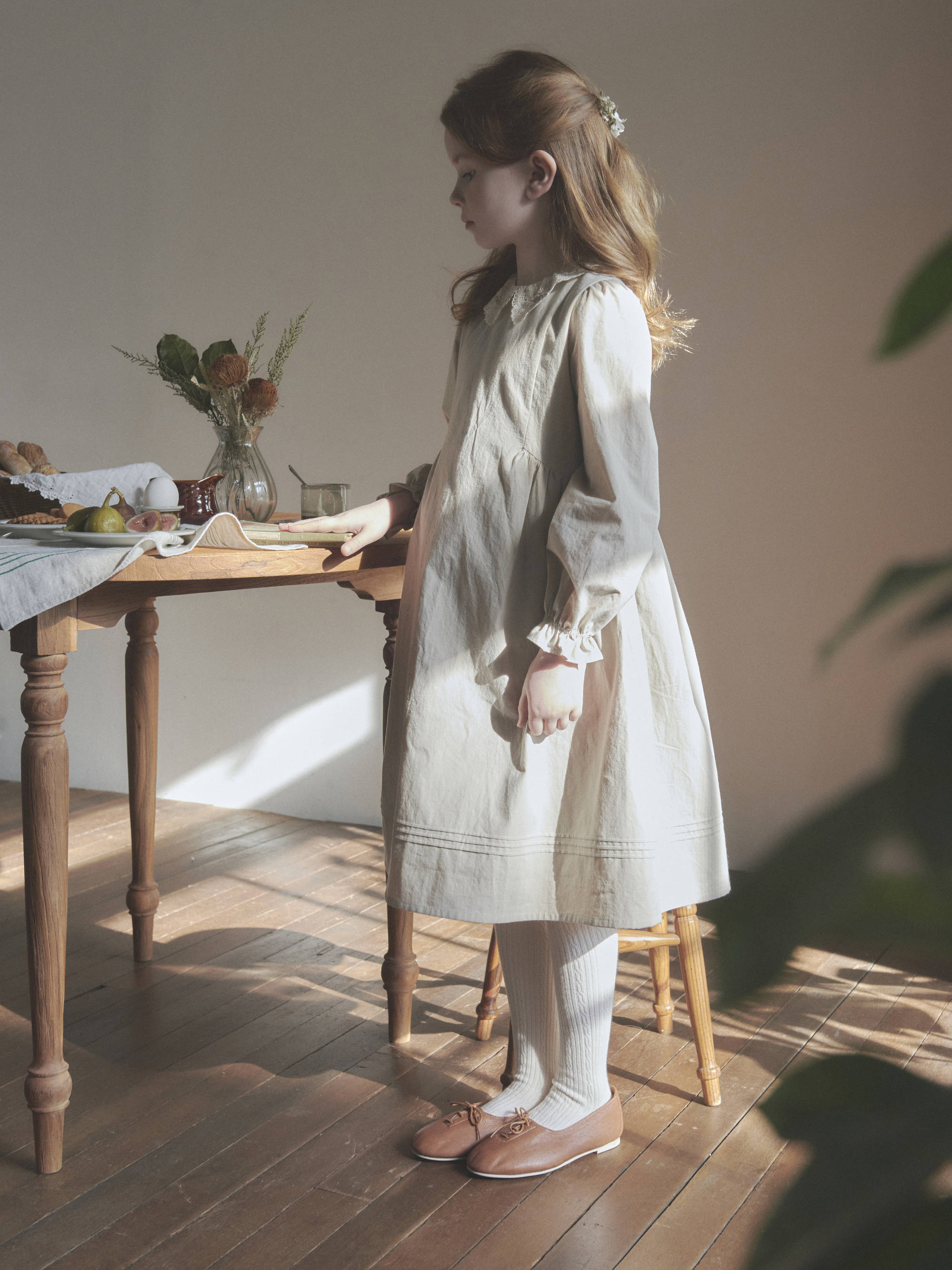 Girls Khaki Cotton Dress