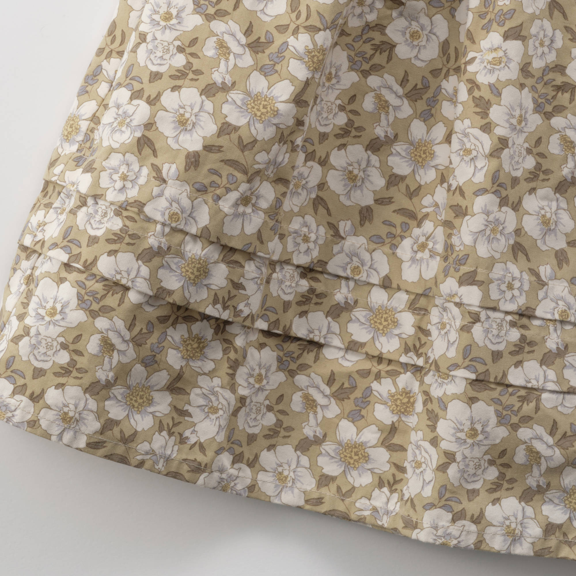 Girls Olive Floral Cotton Dress