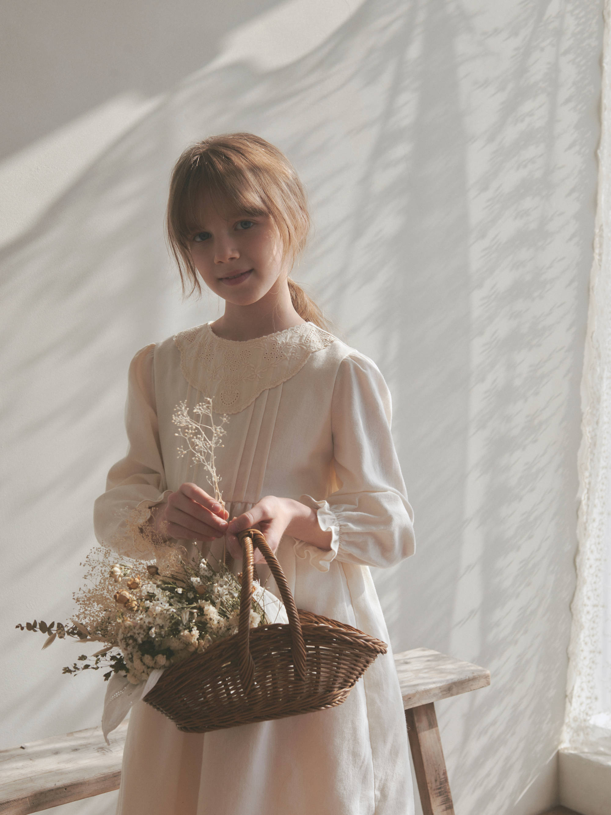 Girls White Cotton Dress