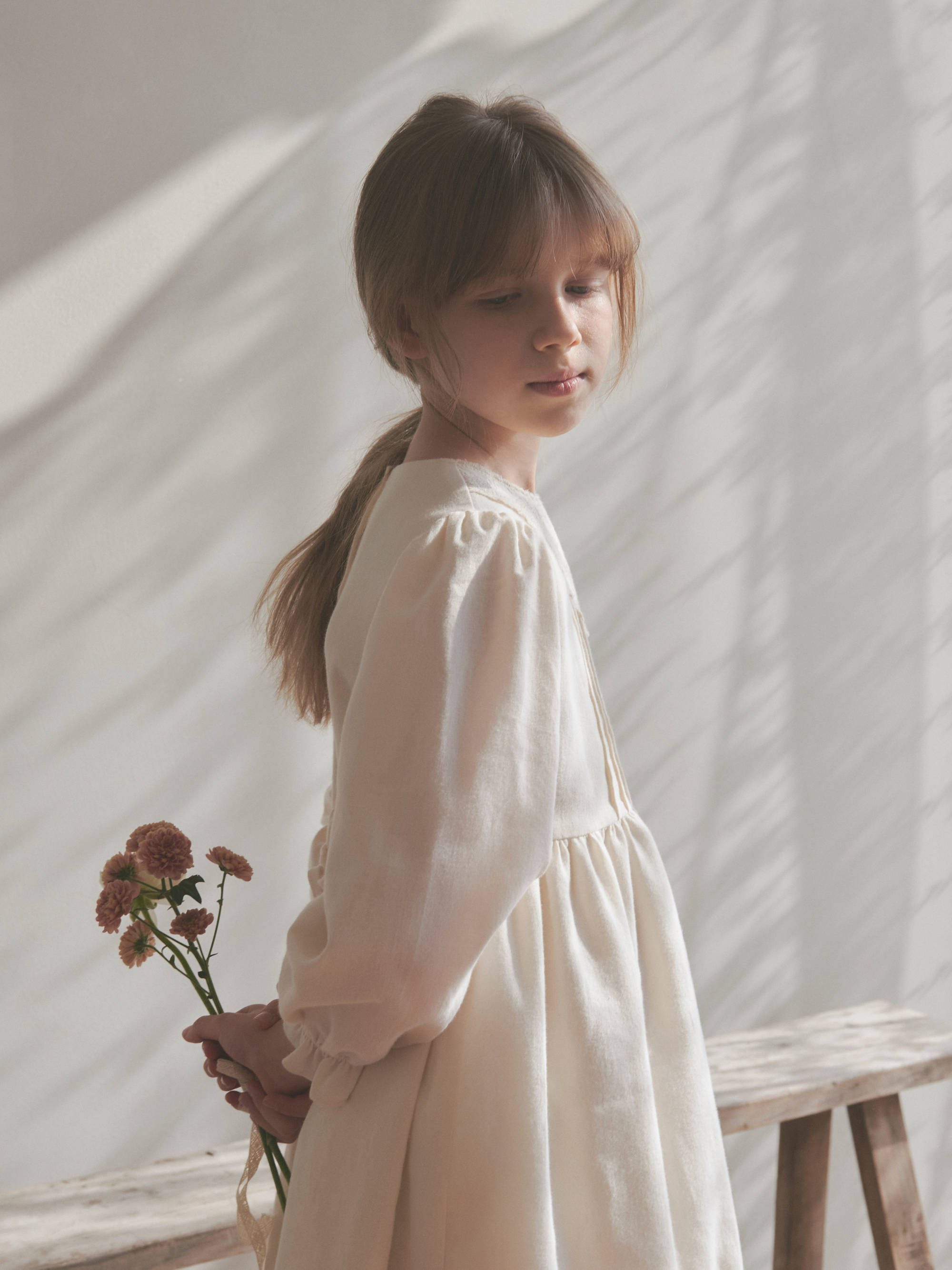 Girls White Cotton Dress