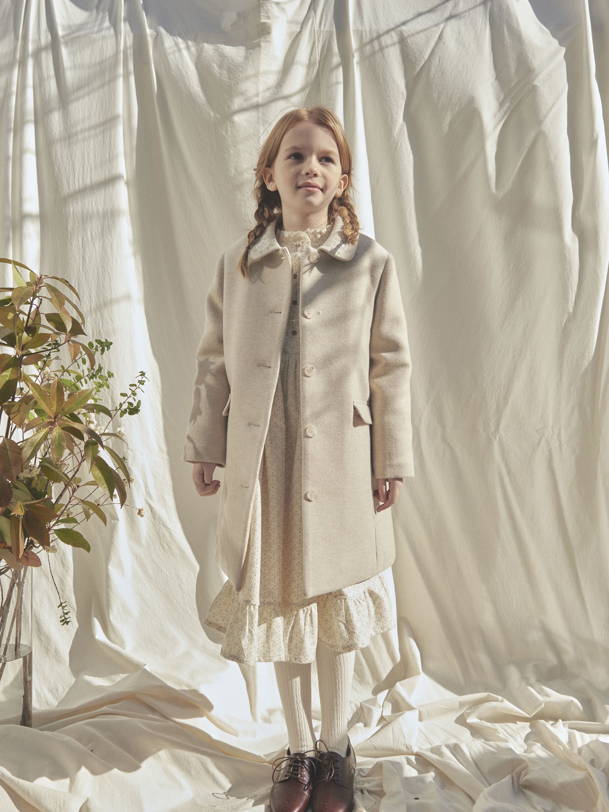Girls Beige  Wool Coat