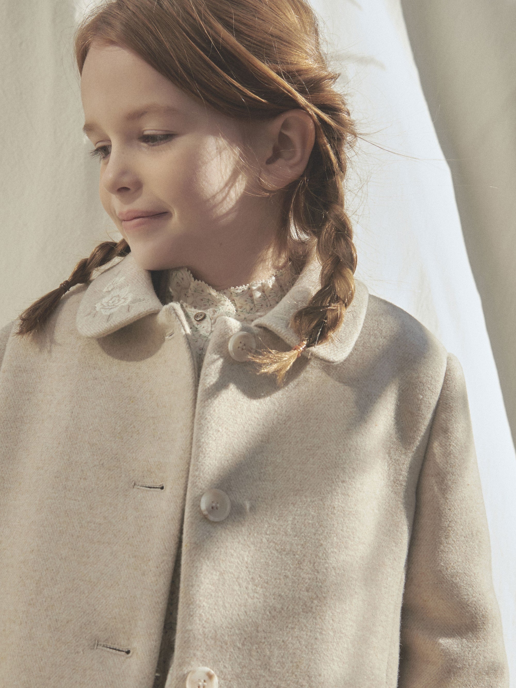 Girls Beige  Wool Coat