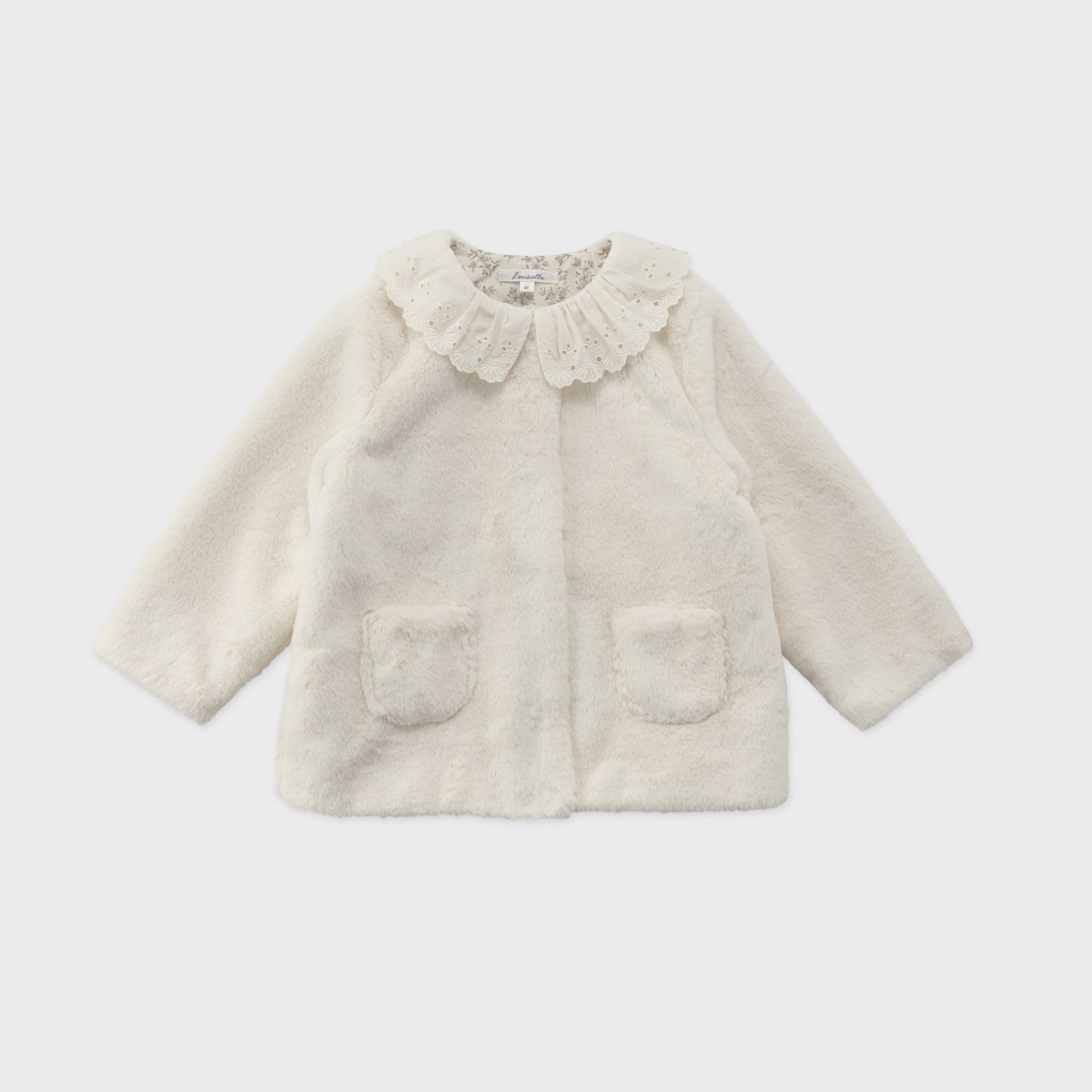 Girls White Faux-Fur Coat