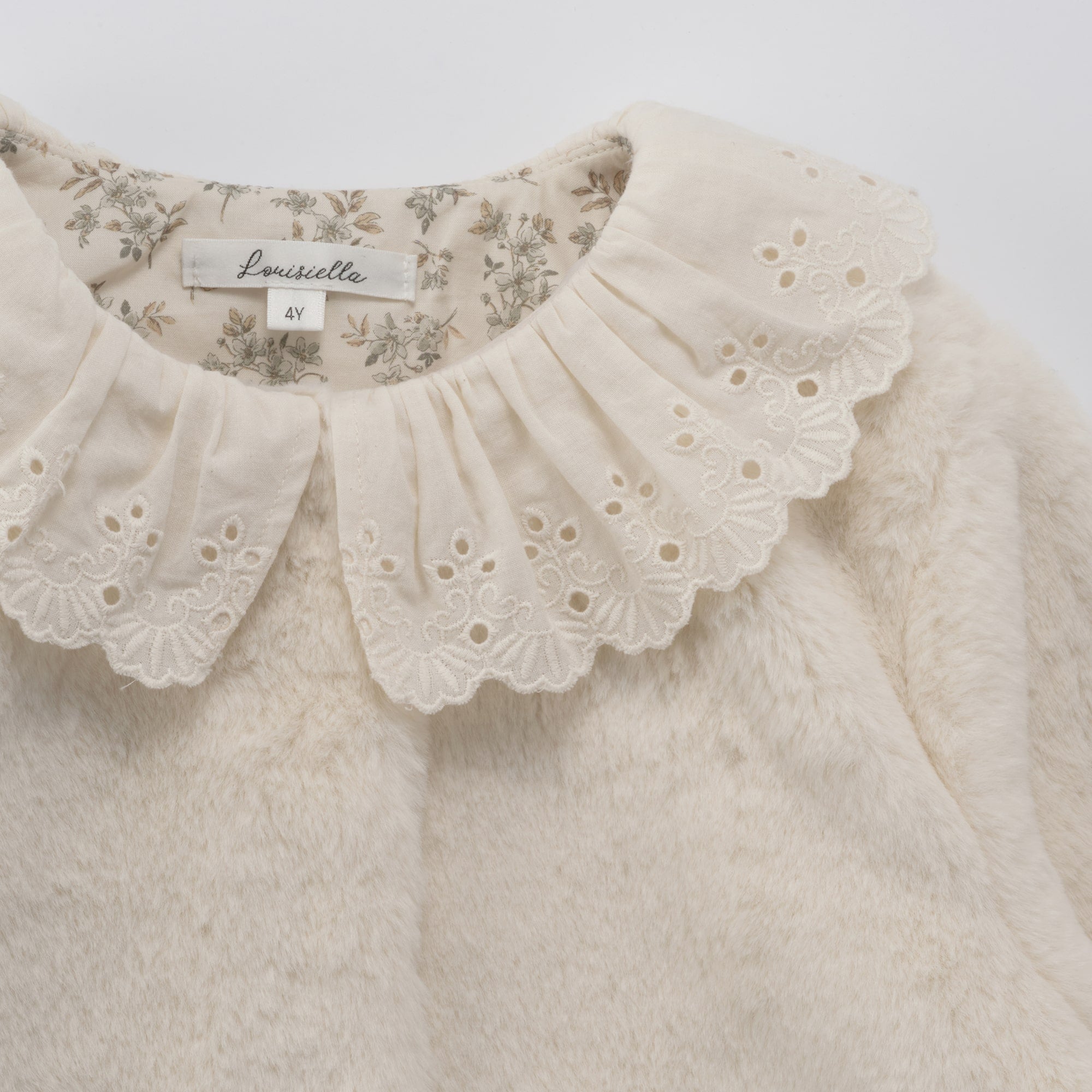 Girls White Faux-Fur Coat