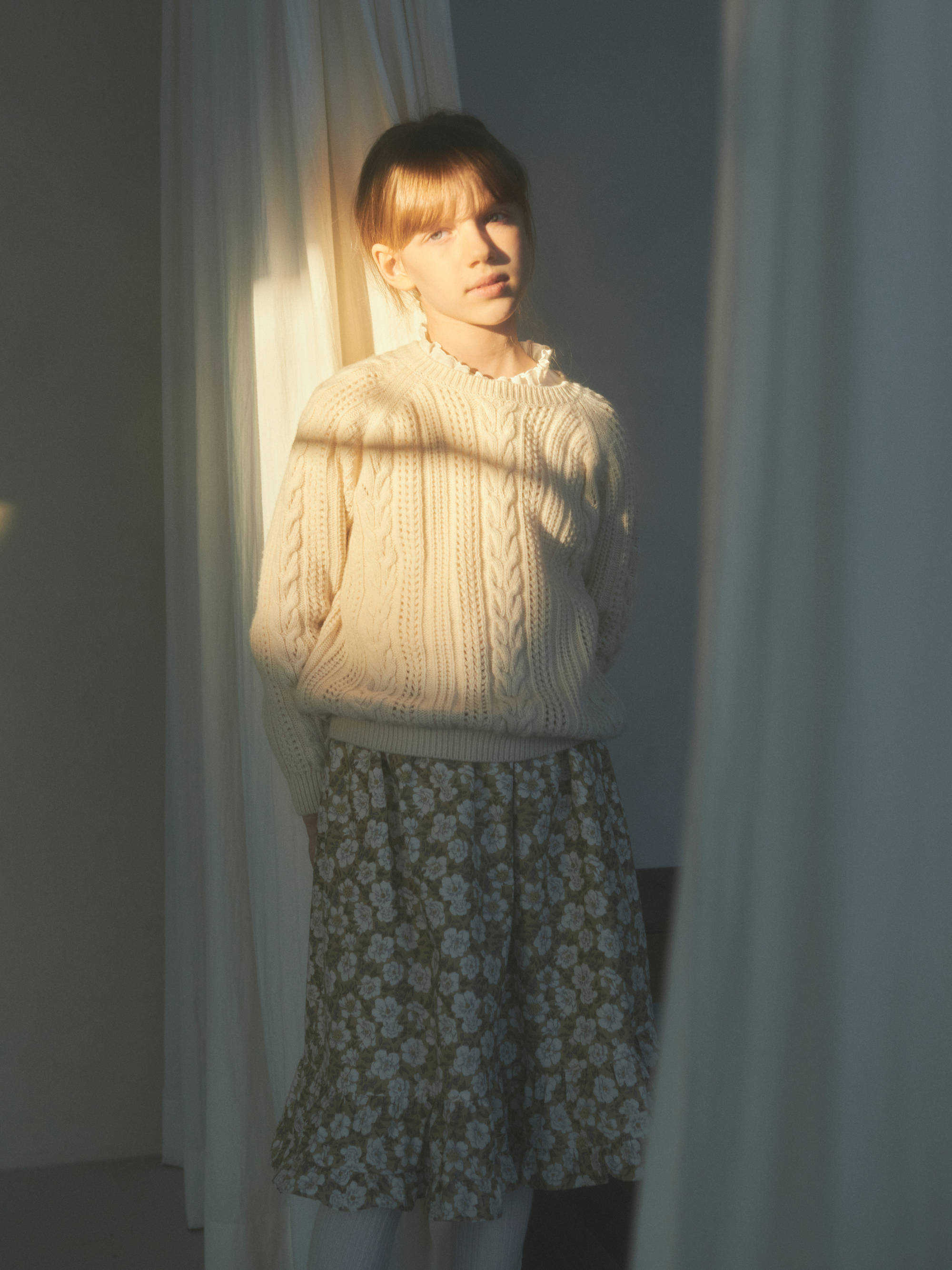 Girls Beige Wool Sweater