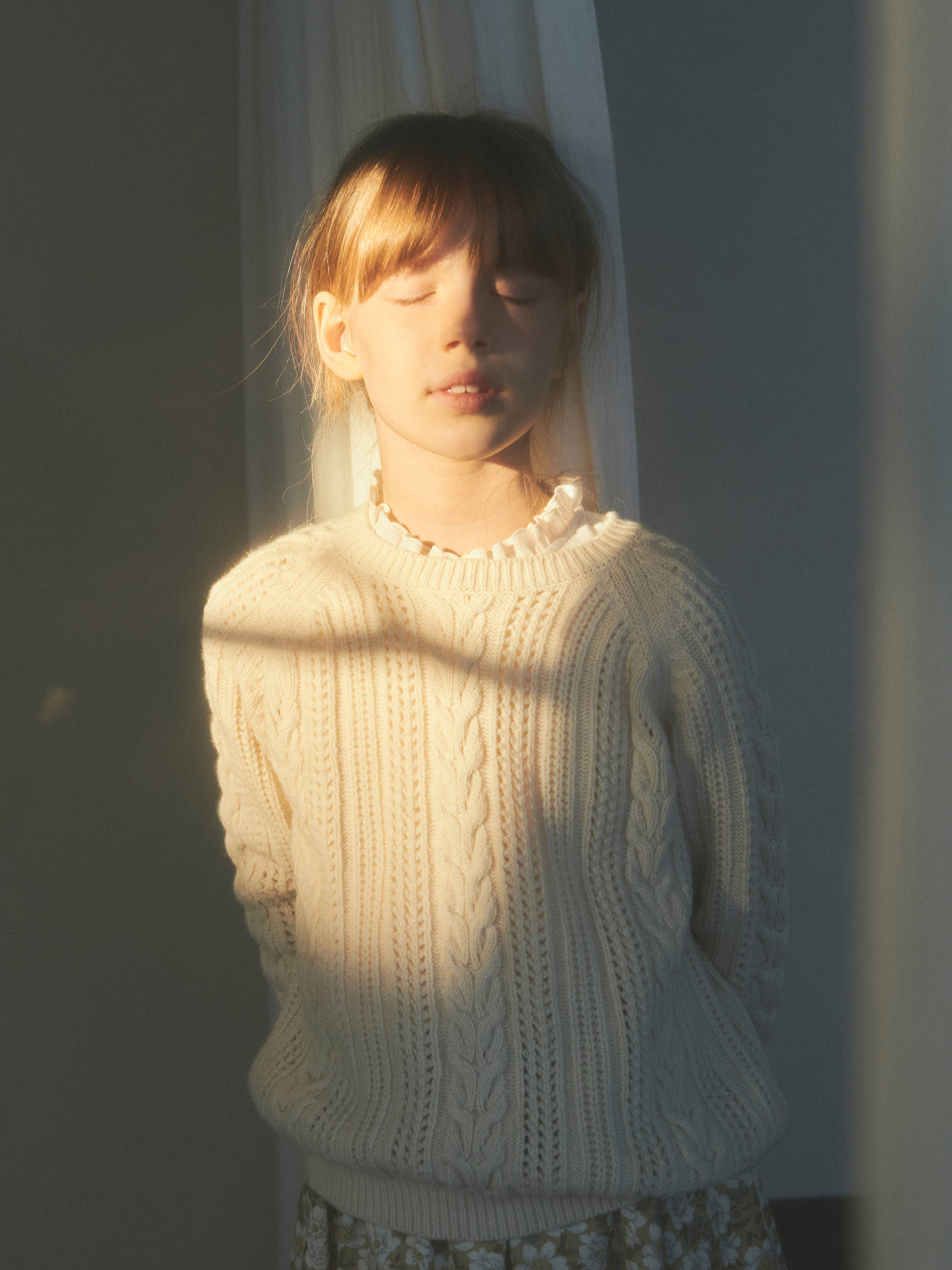 Girls Beige Wool Sweater