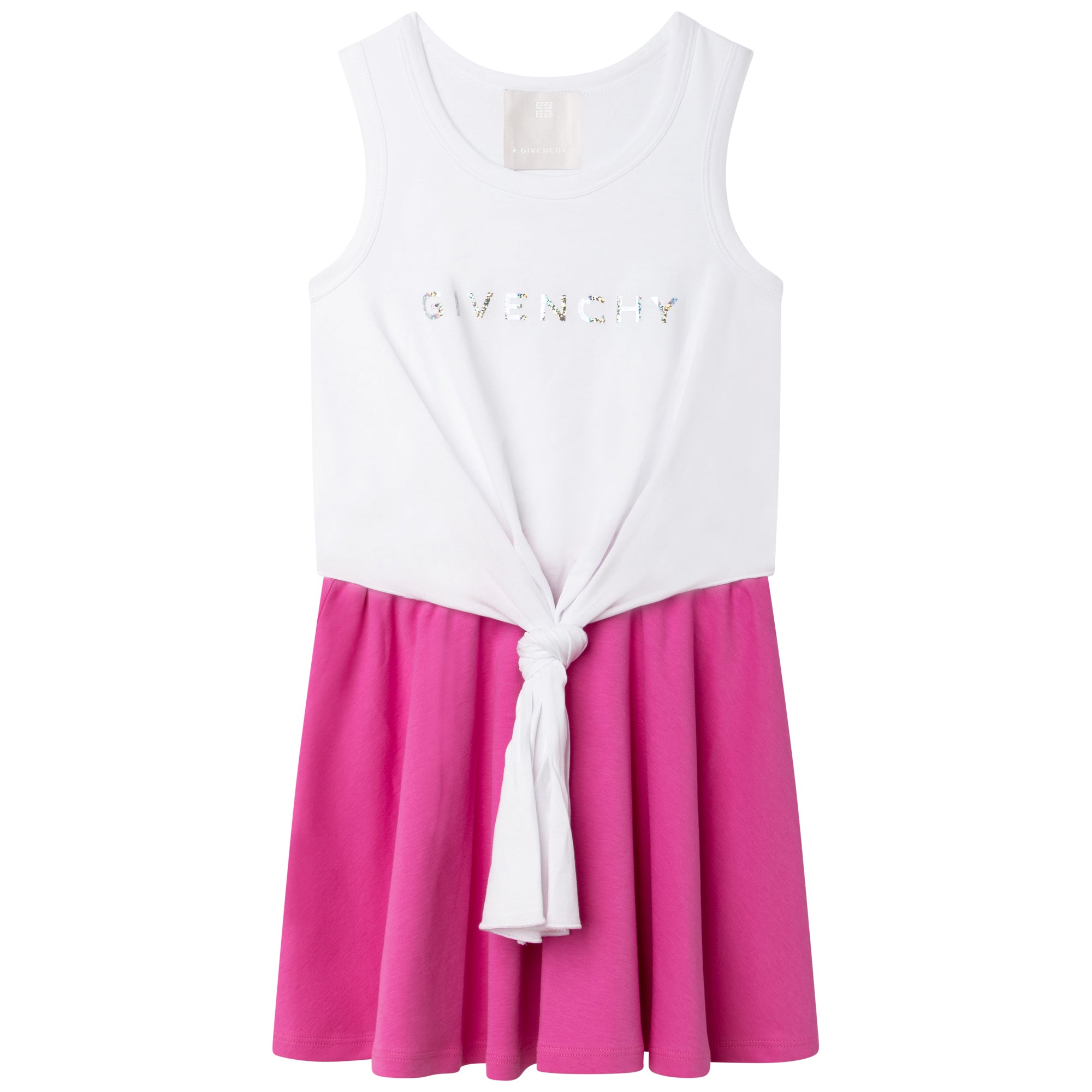 Girls White Logo Cotton Dress